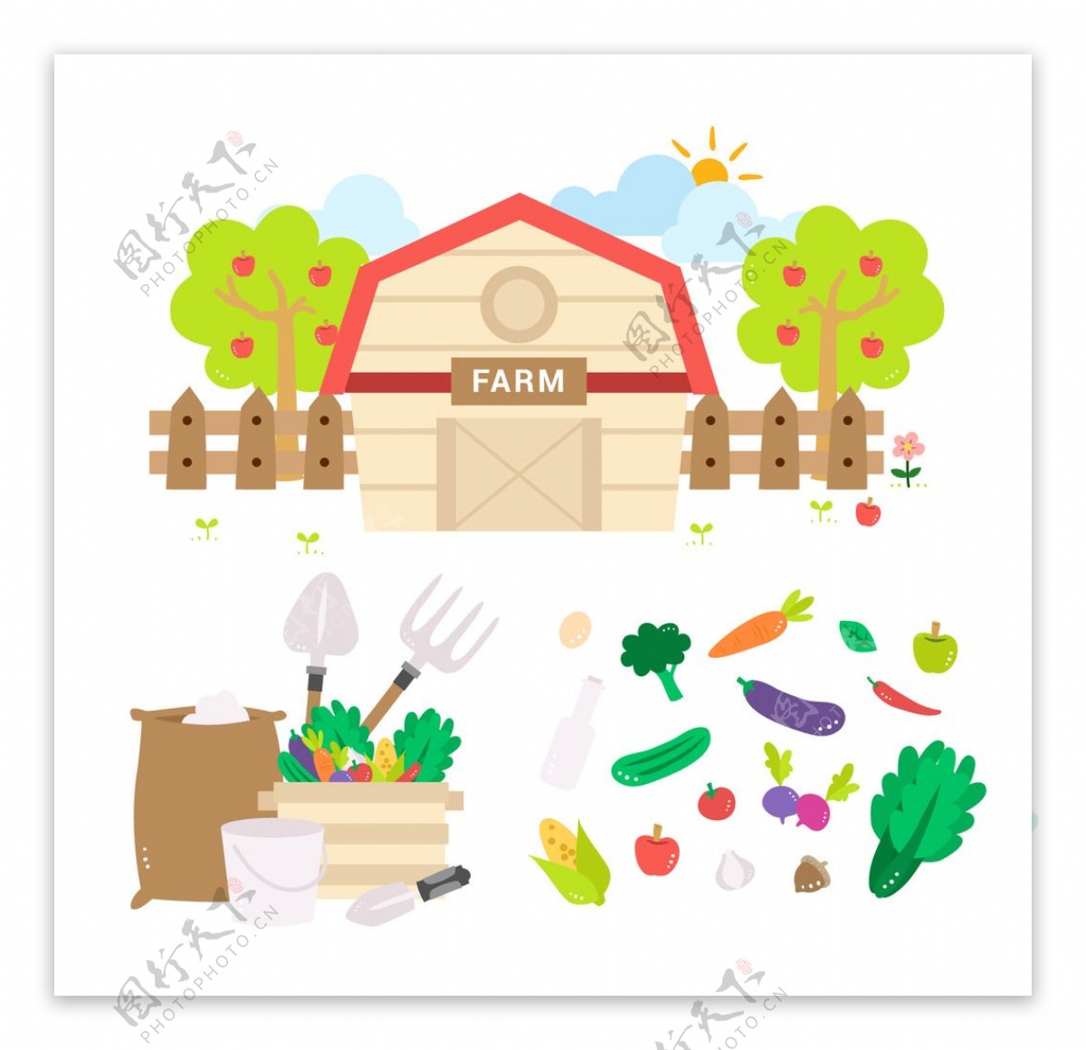 蔬菜和农具
