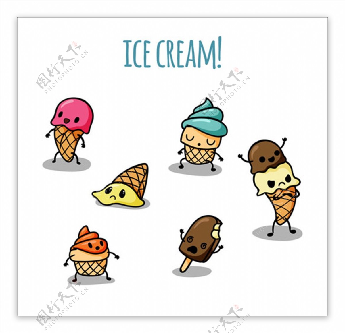 手绘令人愉快的冰淇淋