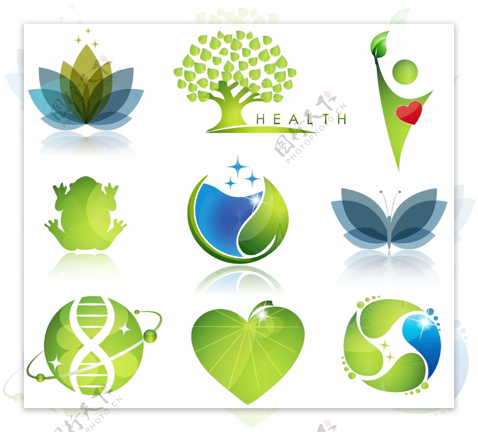 美容健康绿色环保图标