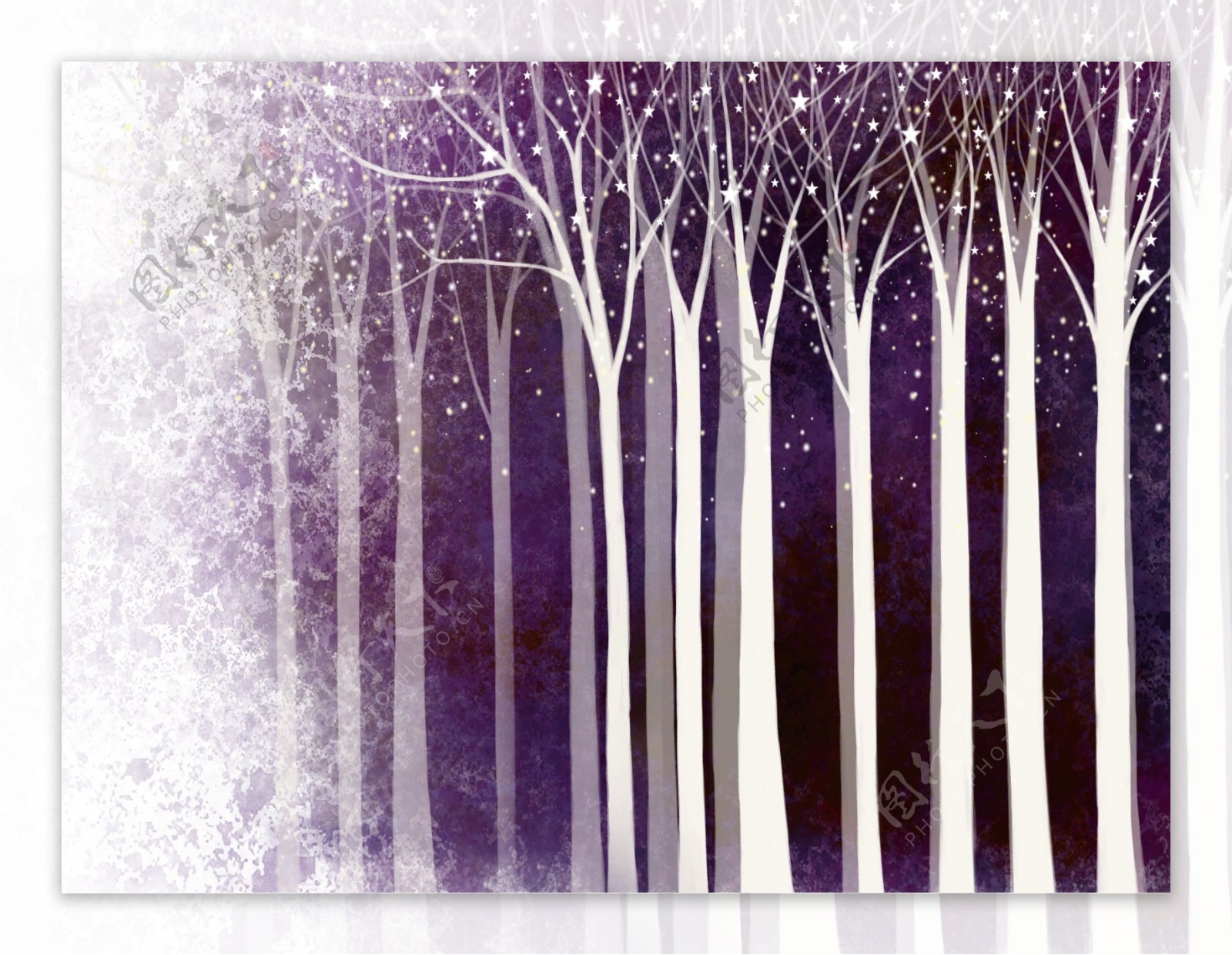 紫色剪影树