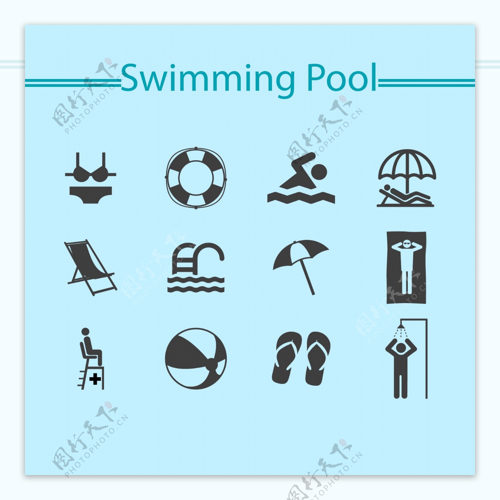 夏日游泳池图标