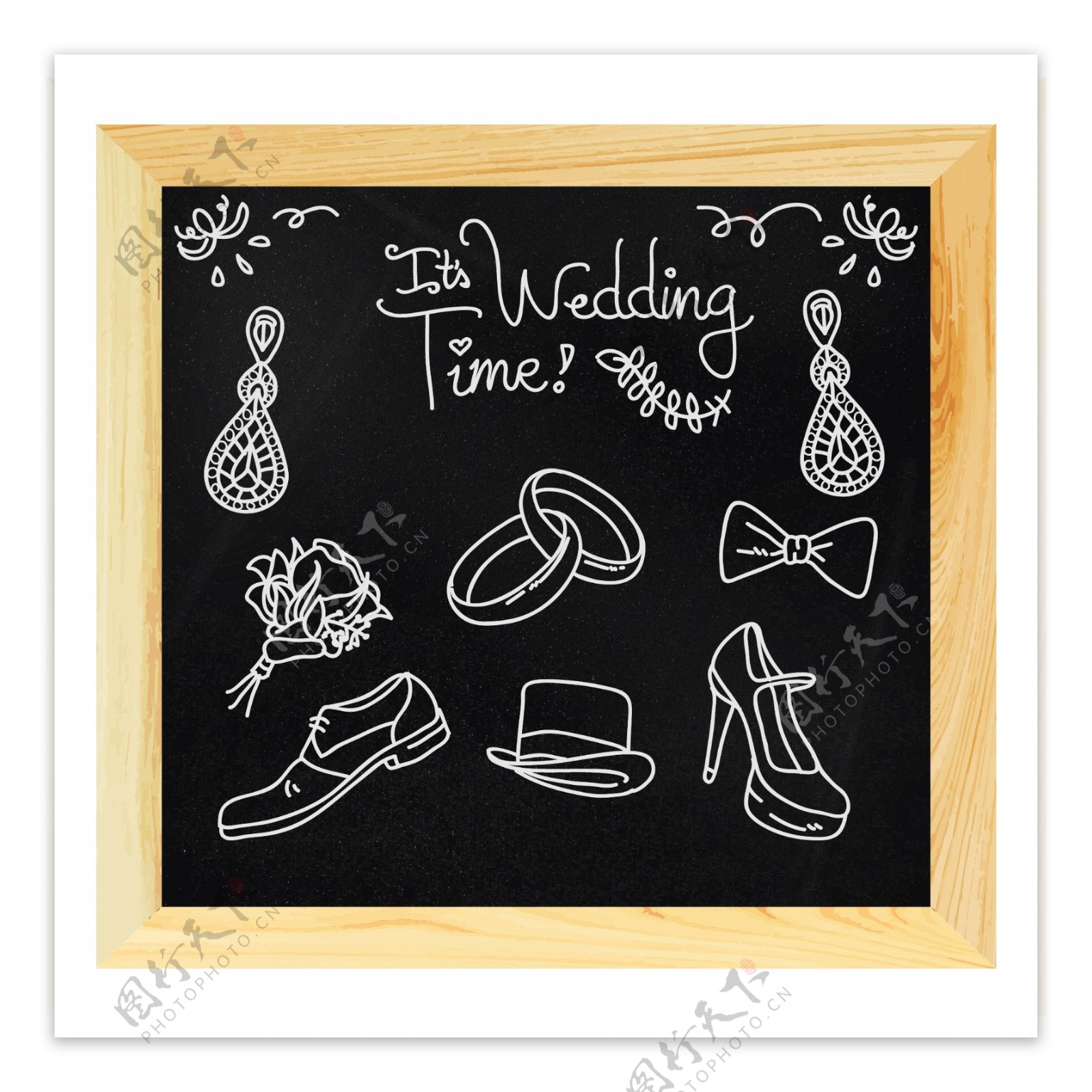 黑板粉笔手绘婚礼元素