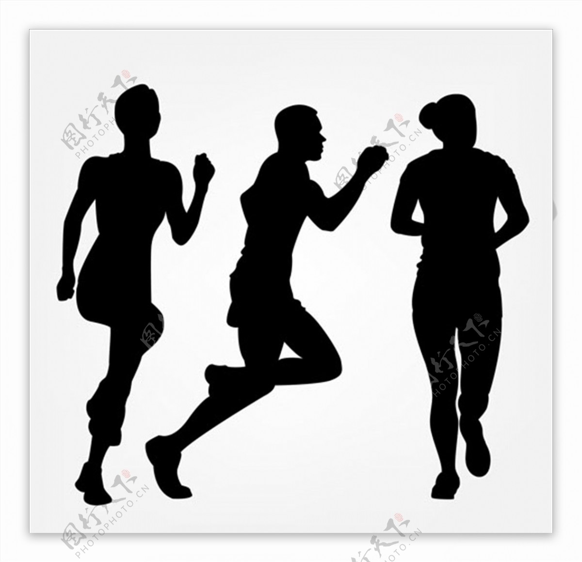 三个跑步运动员剪影轮廓