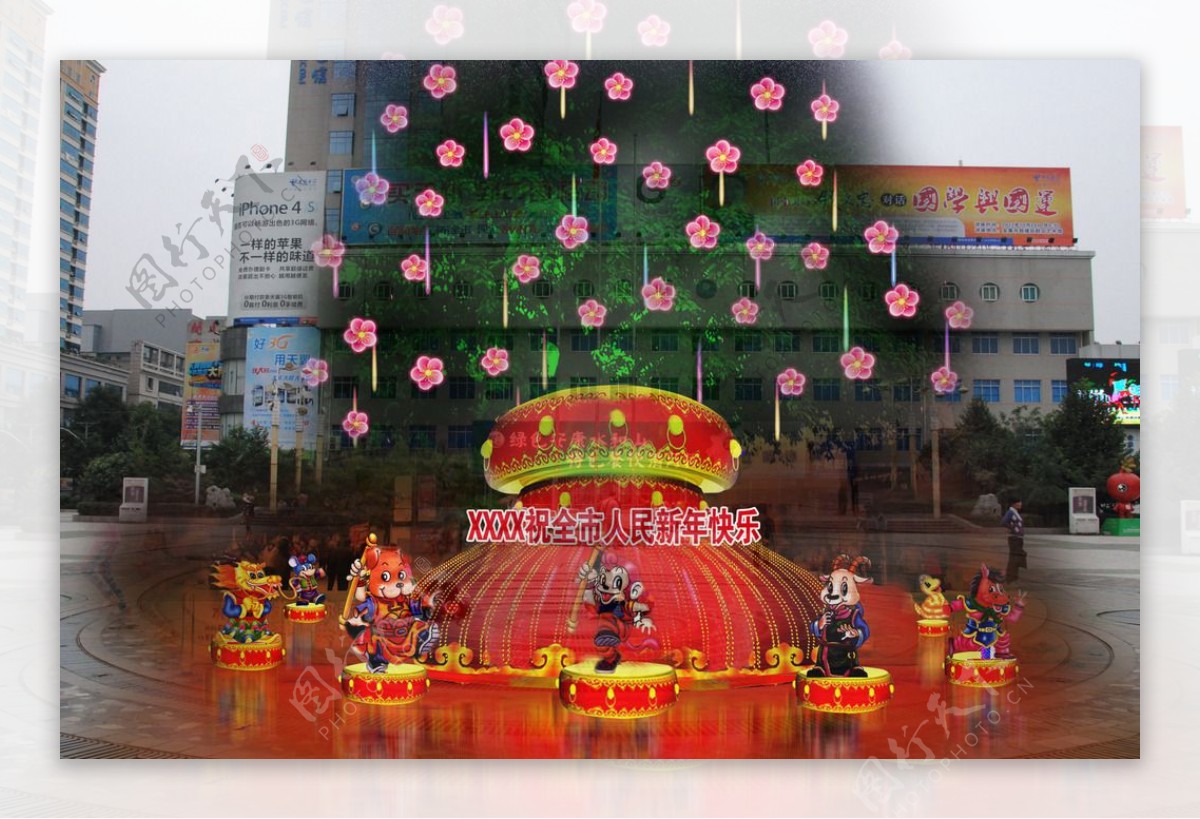 市区广场春节喜庆布置亮化工程