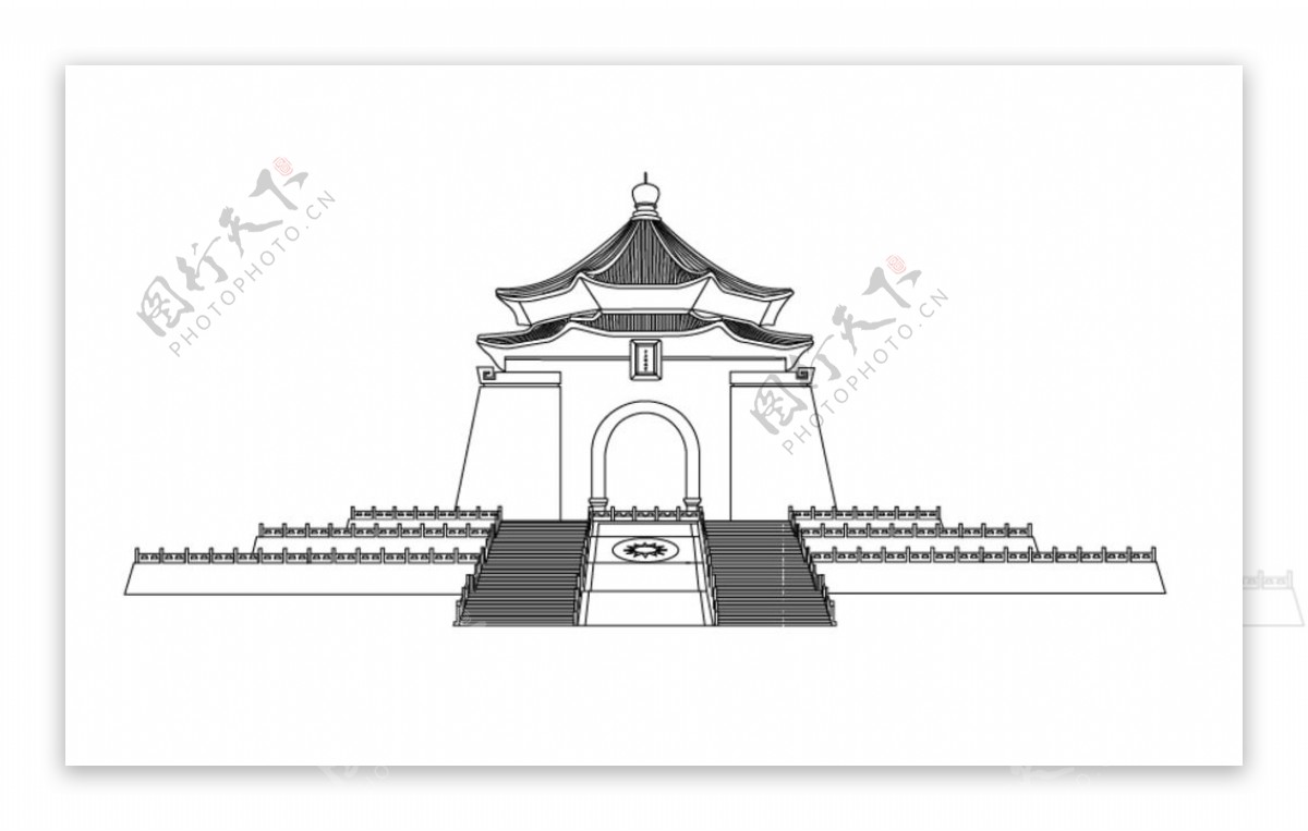 台湾中正纪念堂线描