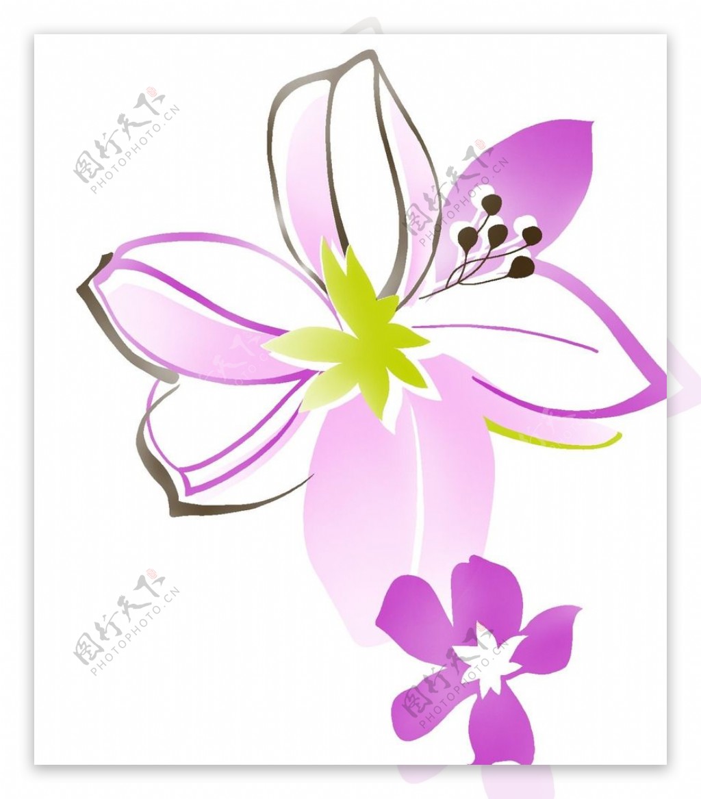 紫色卡通花朵素材