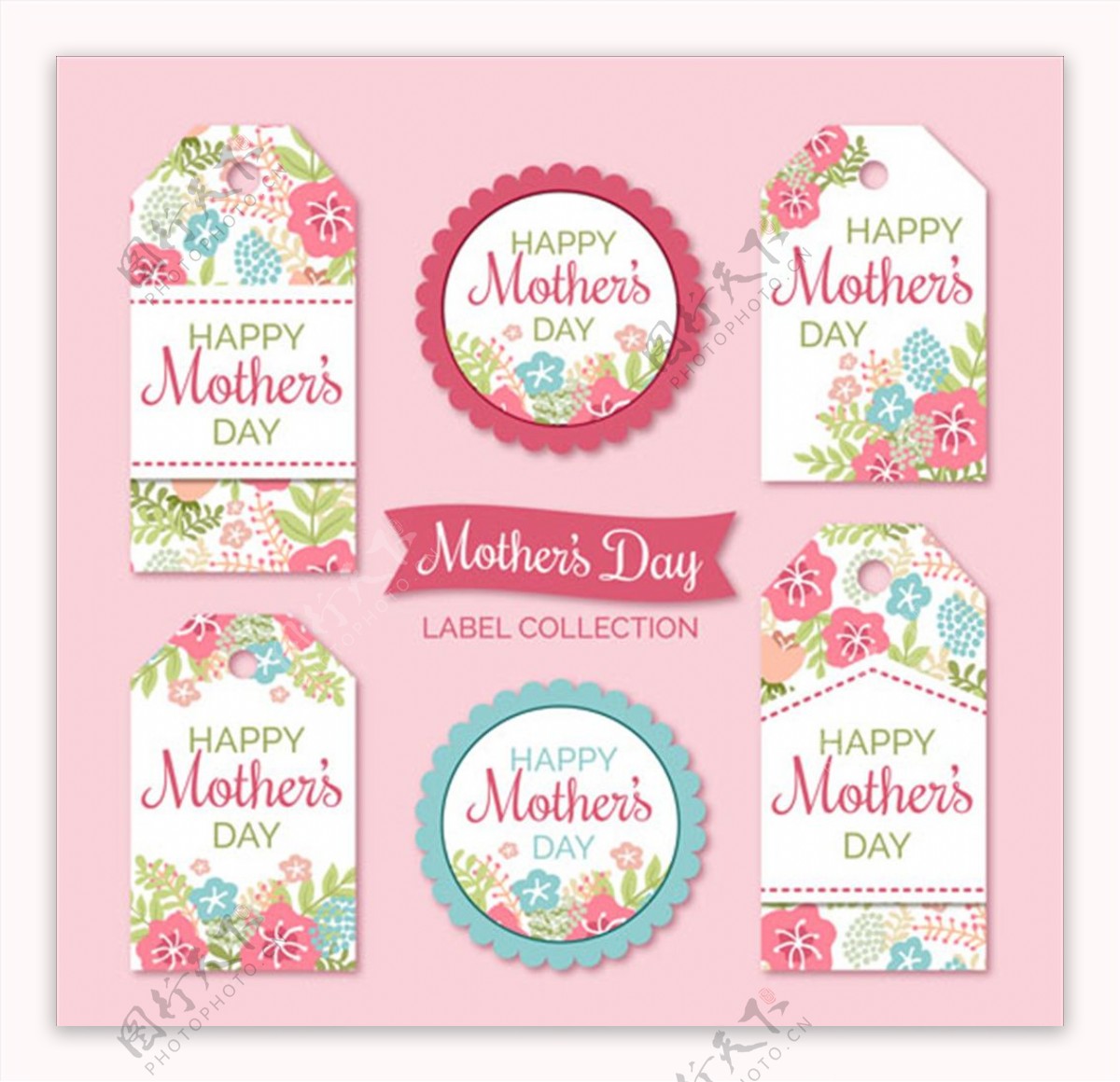 六款母亲节花卉标签