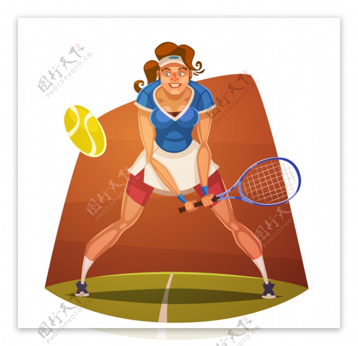 卡通网球运动员矢量素材