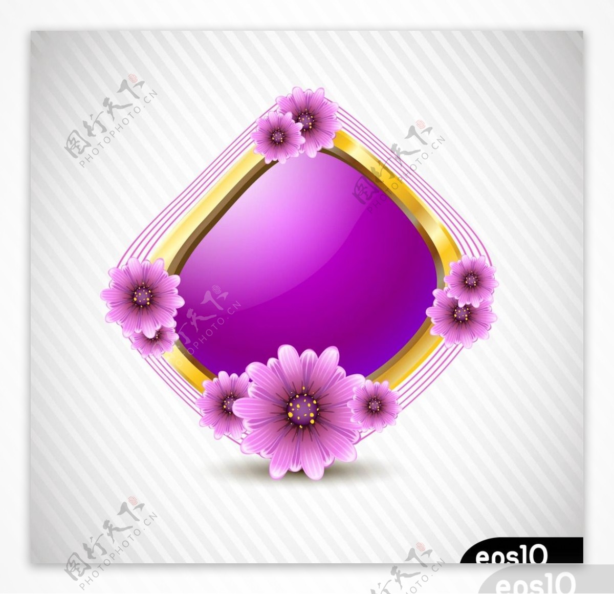 紫框与花矢量图