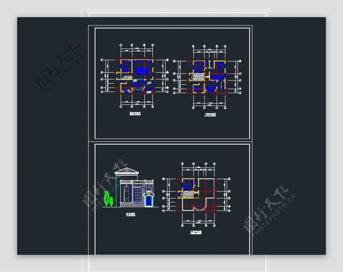 现代风格三层别墅设计建筑图