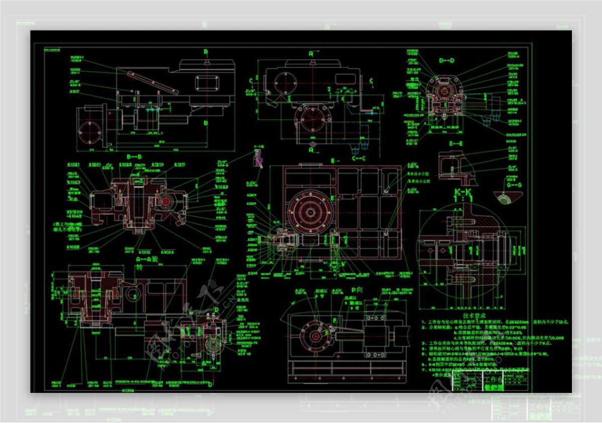 动力机装配图CAD机械图纸