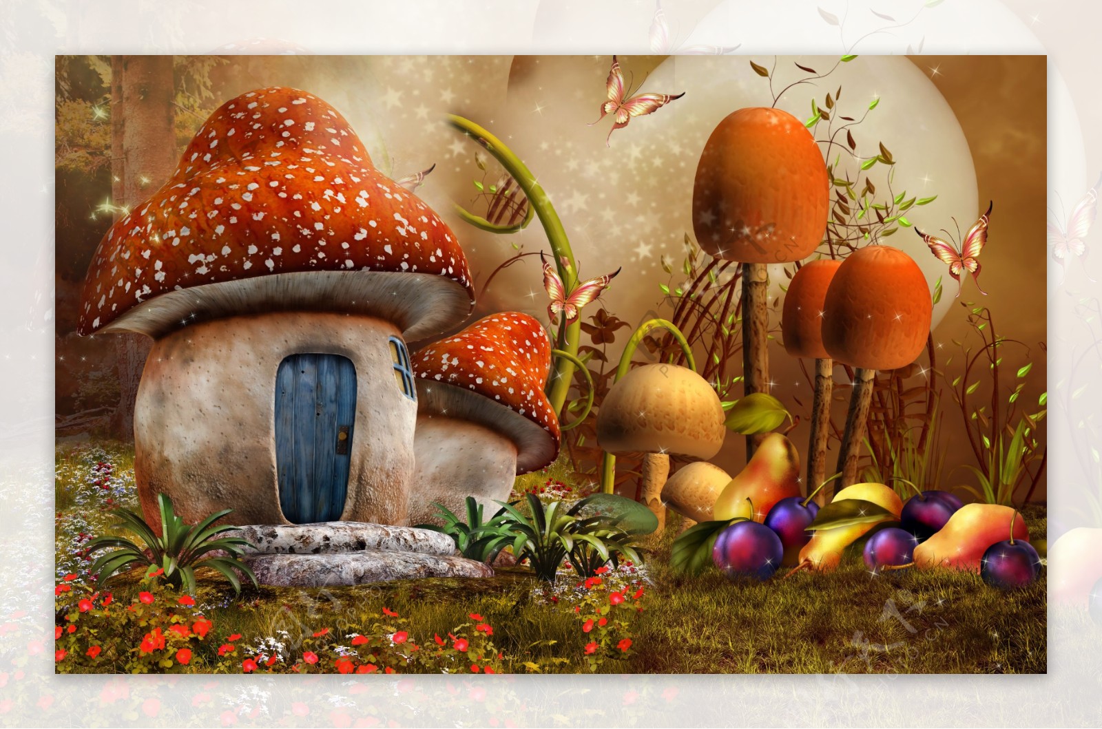 漫画蘑菇背景墙