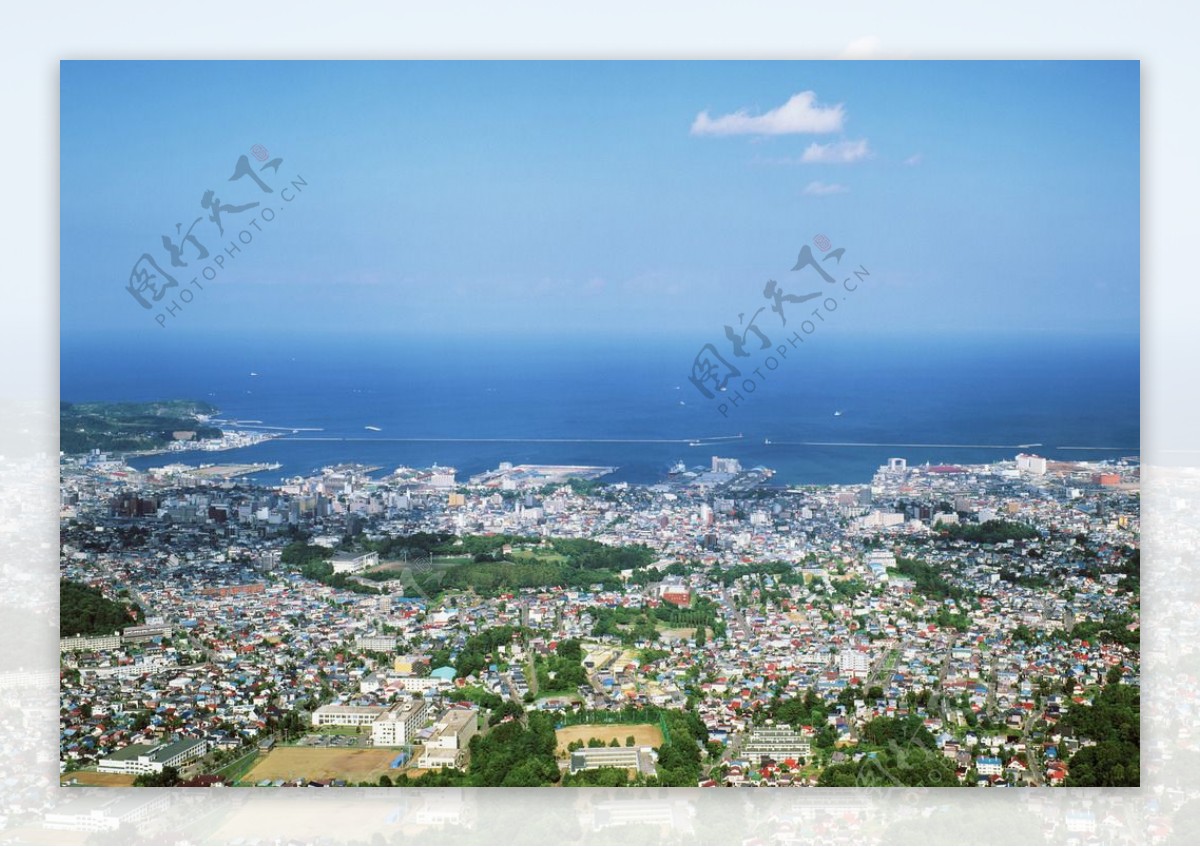 日本北海道城市俯视图