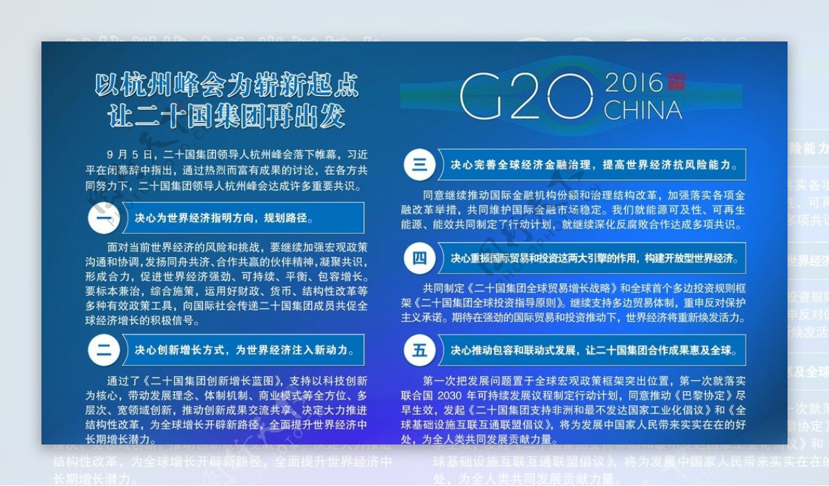 G20峰会展板五个决心