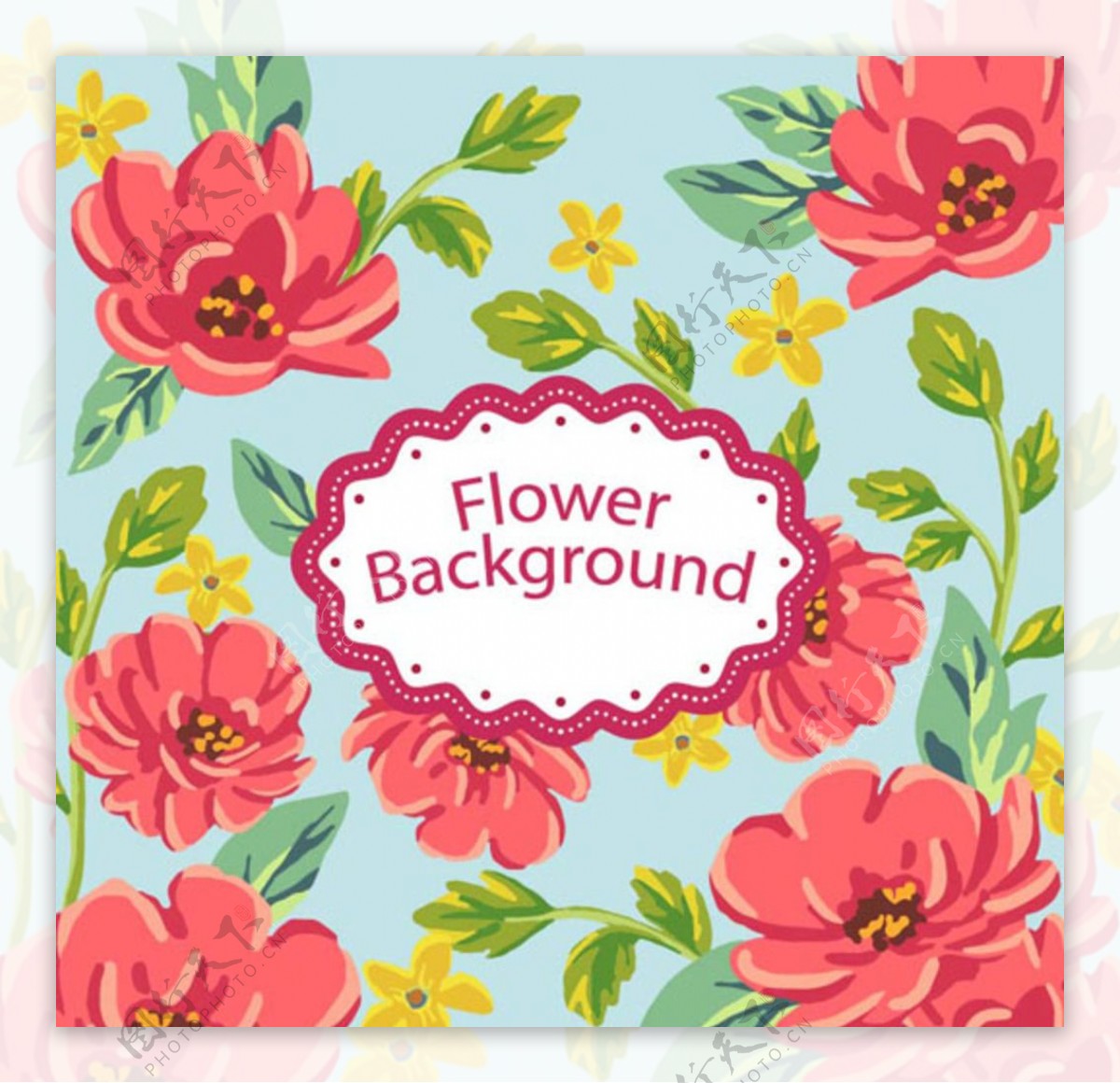 红色春季花卉海报