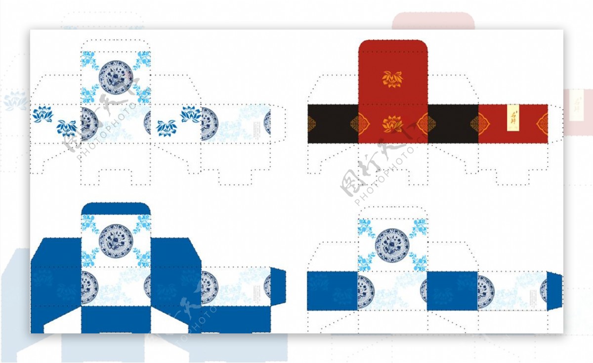 中国风小型包装盒平面展开图