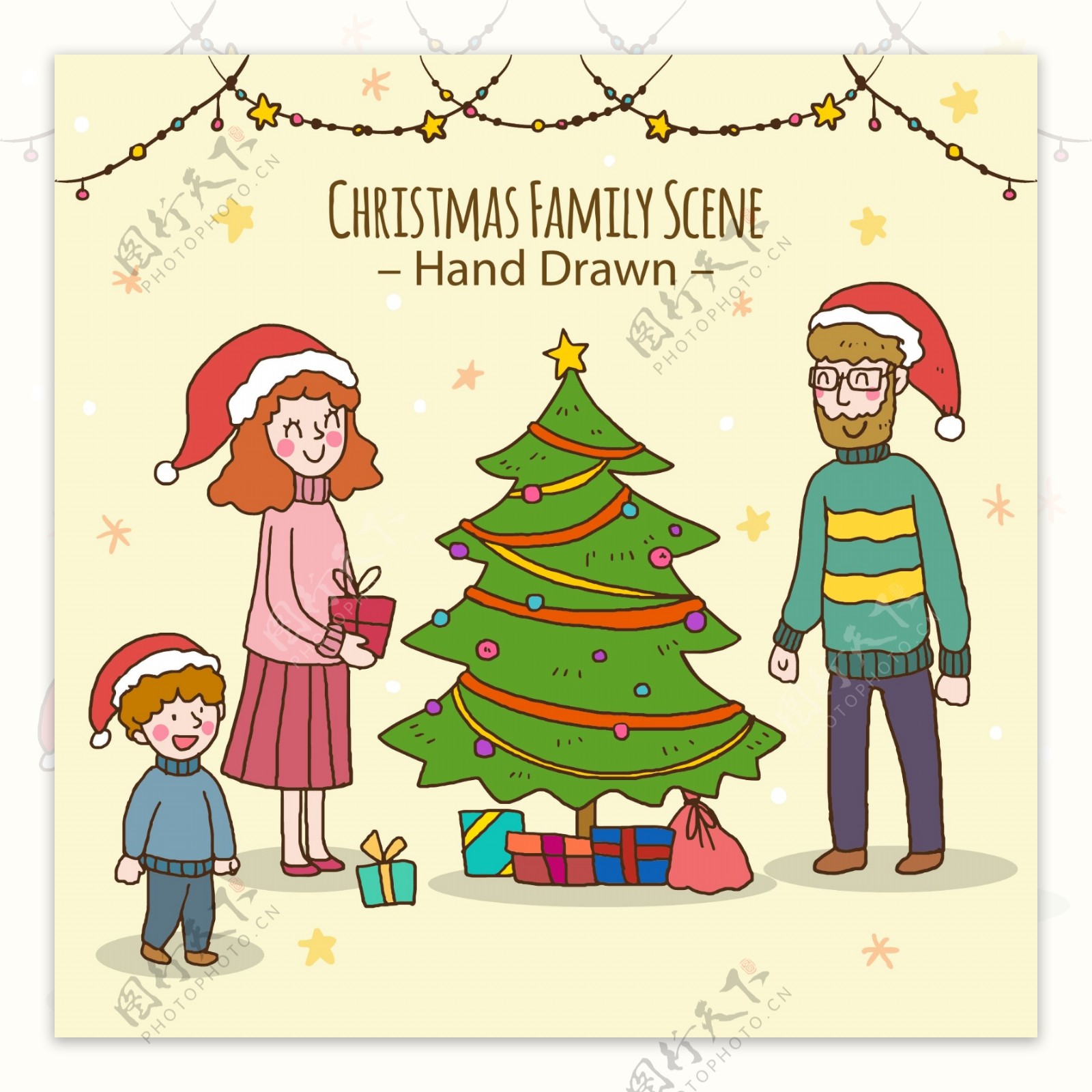 圣诞节和家人在一起的孩子
