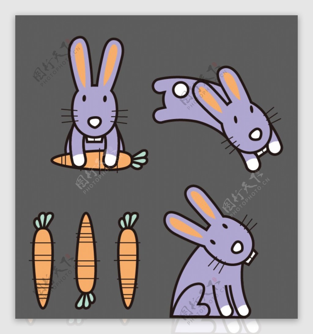 卡通兔子胡萝卜