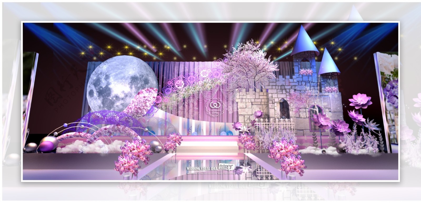 紫色樱花城堡婚礼效果图