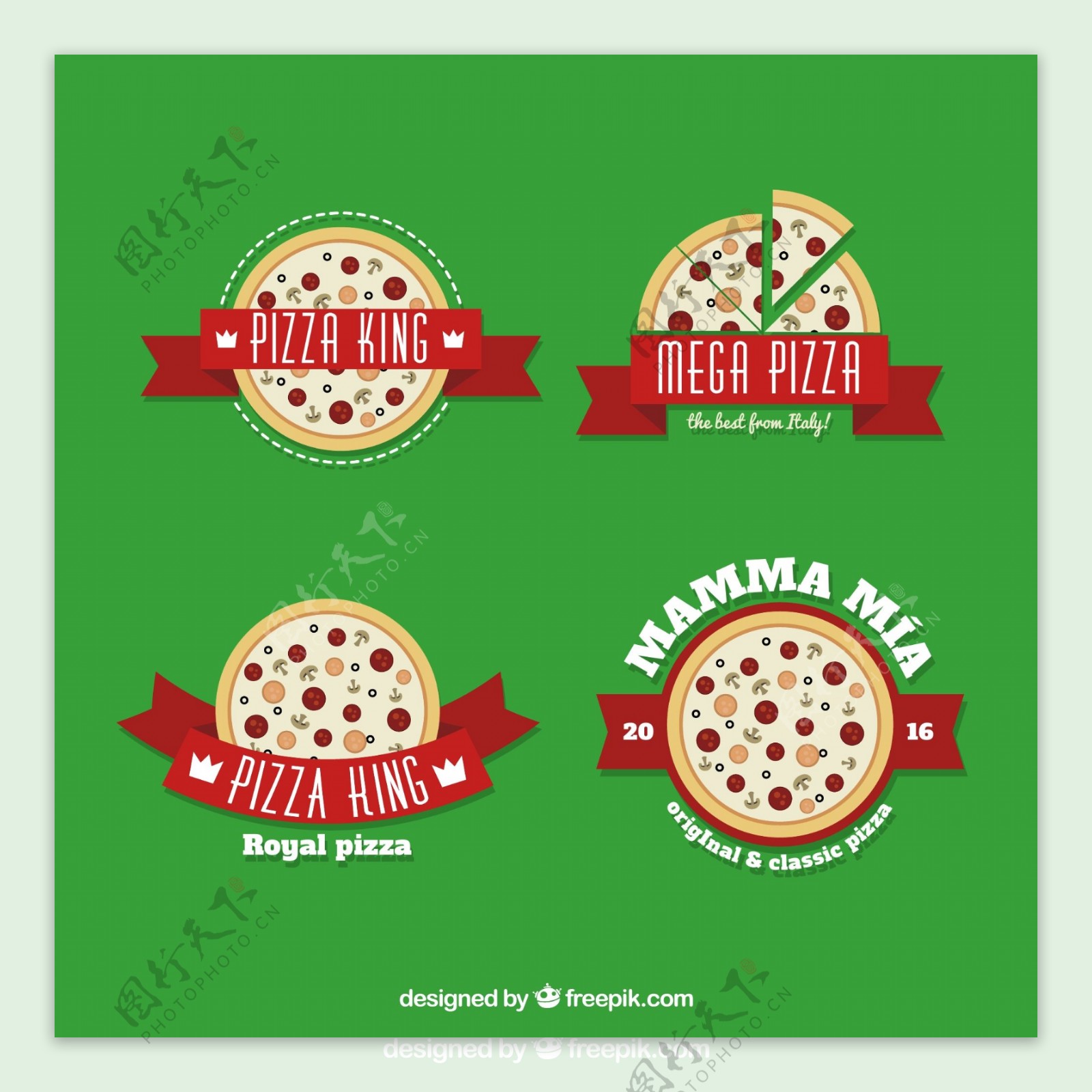 创意披萨标签矢量