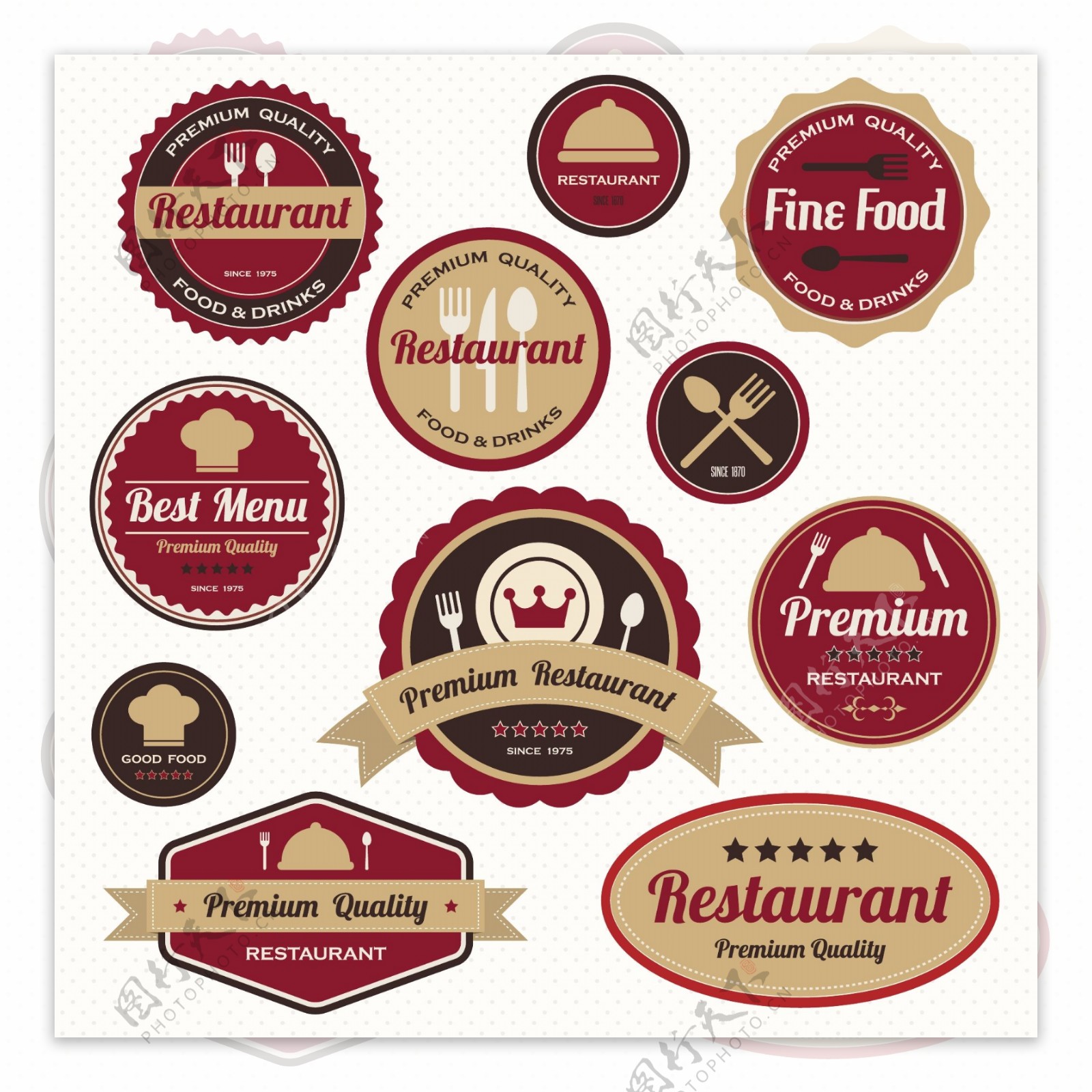 咖啡店餐厅logo图标矢量素材