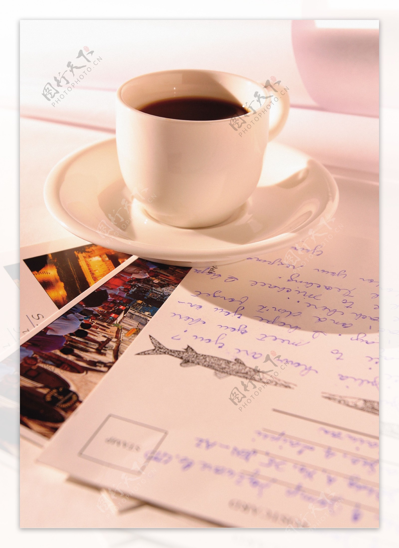 一杯咖啡明信片图片