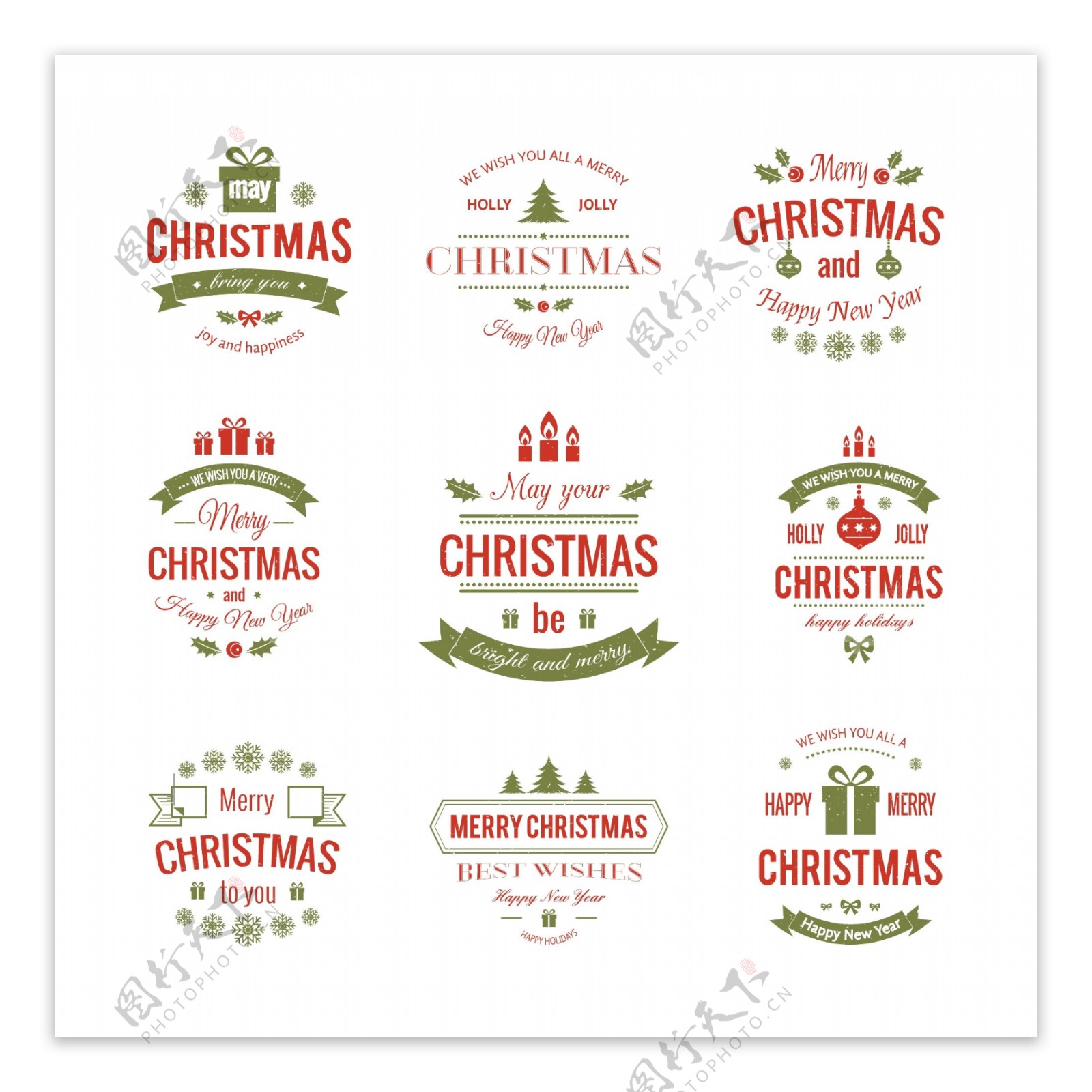 圣诞节标签logo矢量元素