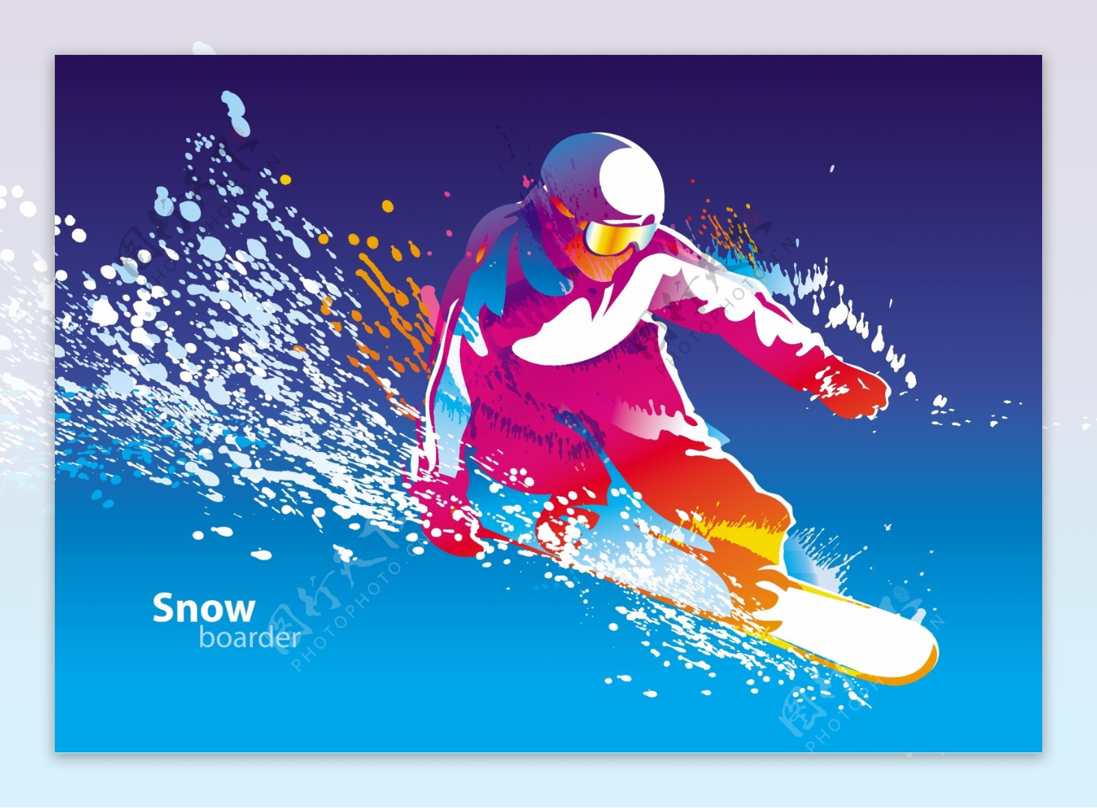 蓝色背景滑雪矢量素材