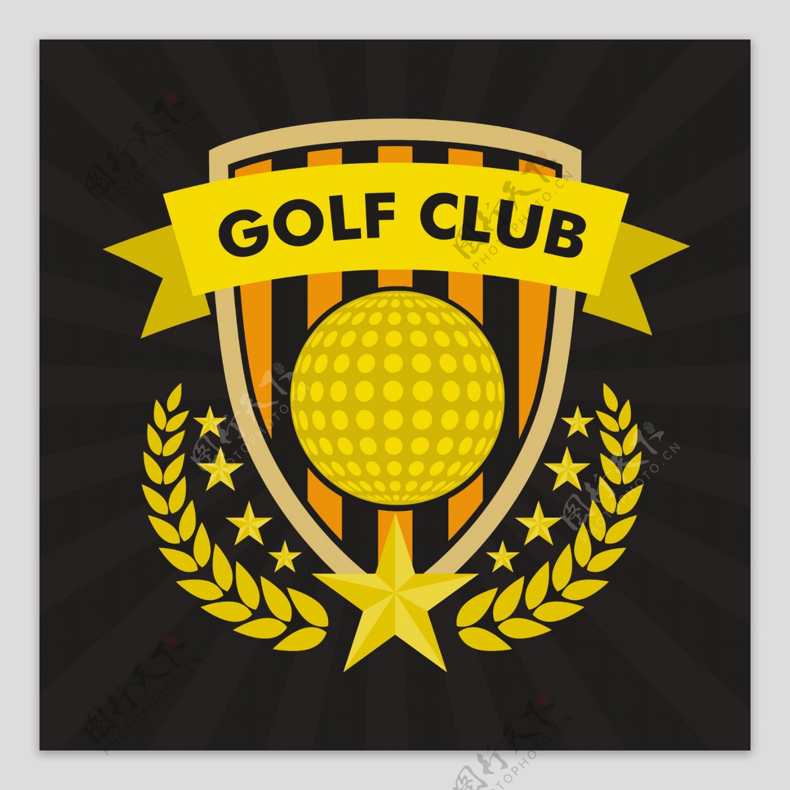 高尔夫俱乐部矢量背景图标