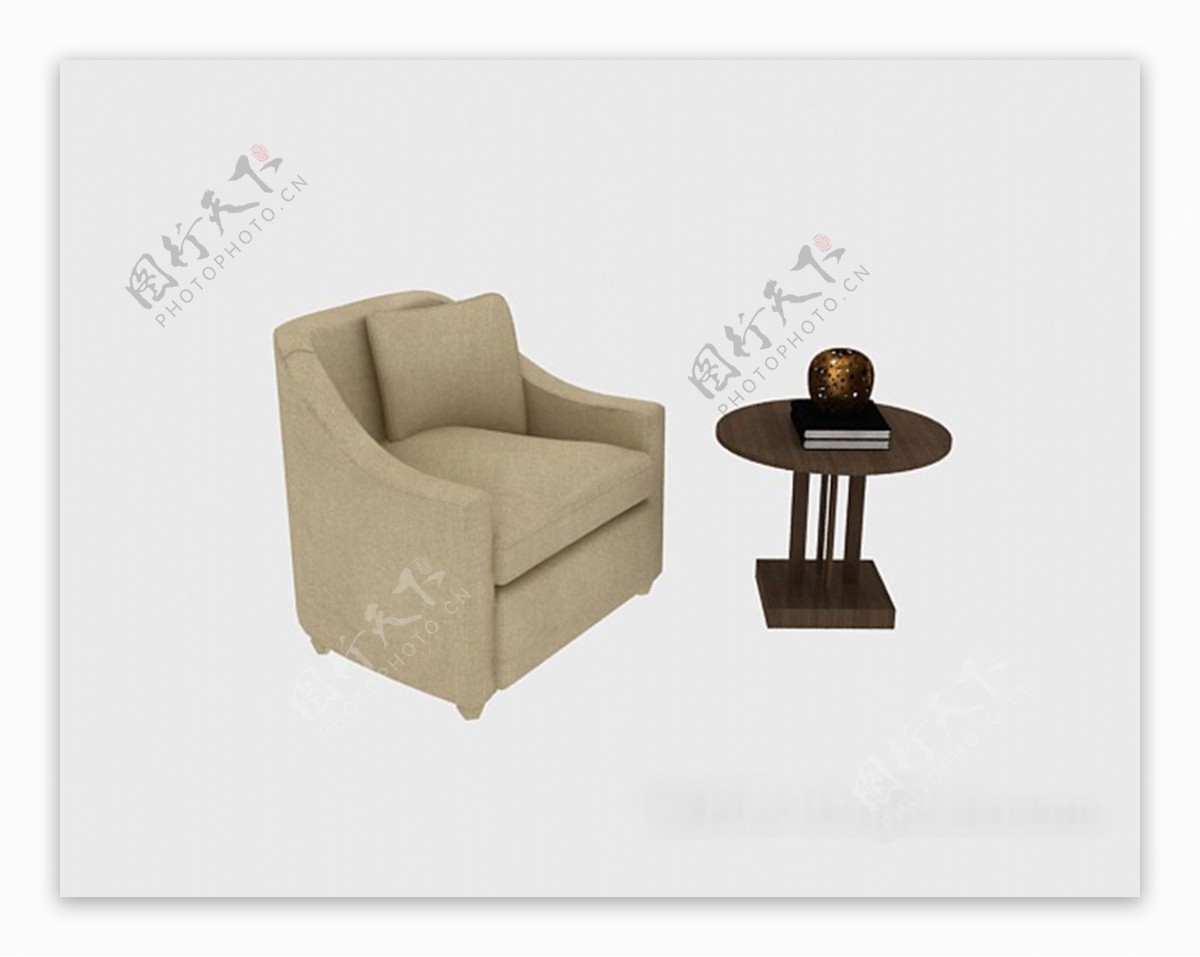 简约家居桌椅组合3d模型下载