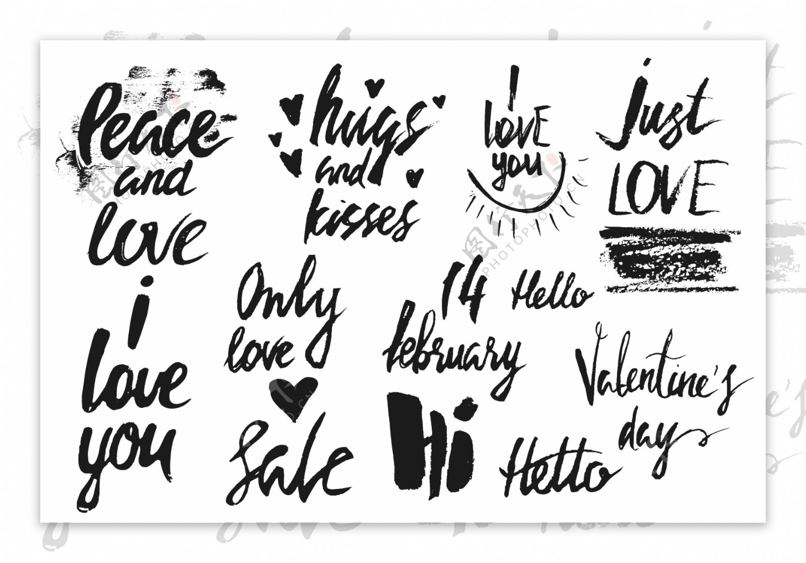 书写情人节爱情主题海报装饰矢量素材