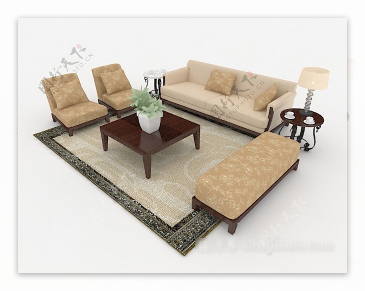 新中式家具组合沙发