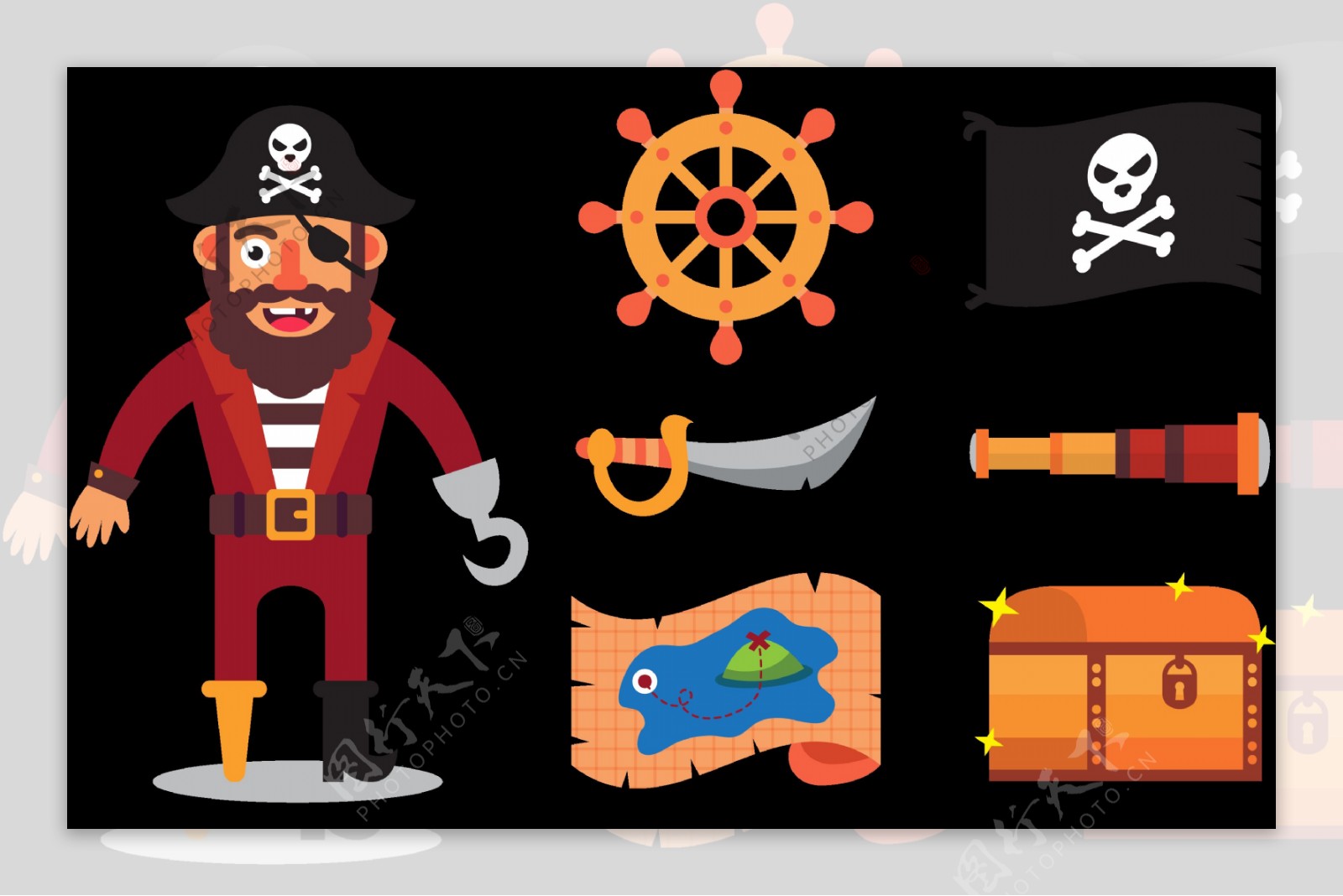 大海盗海盗元素图免抠png透明图层素材