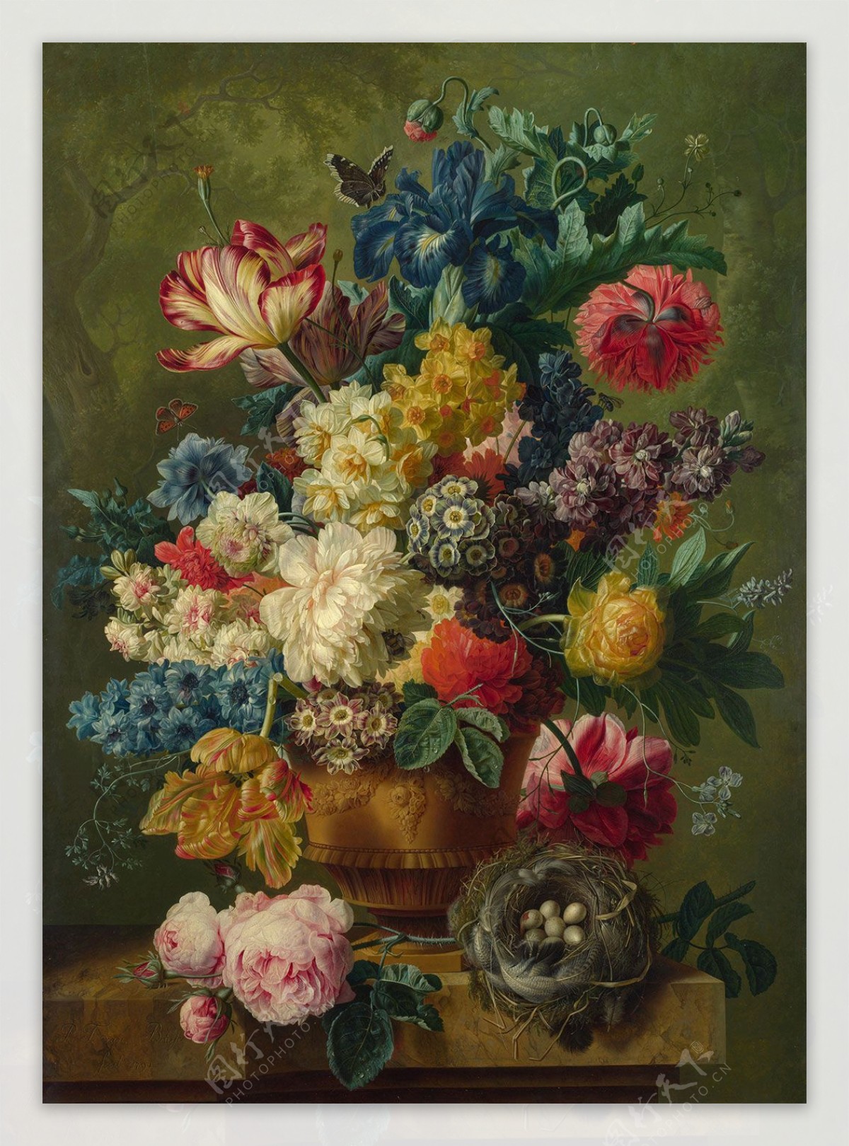 欧式写实古典水果花卉静物油画