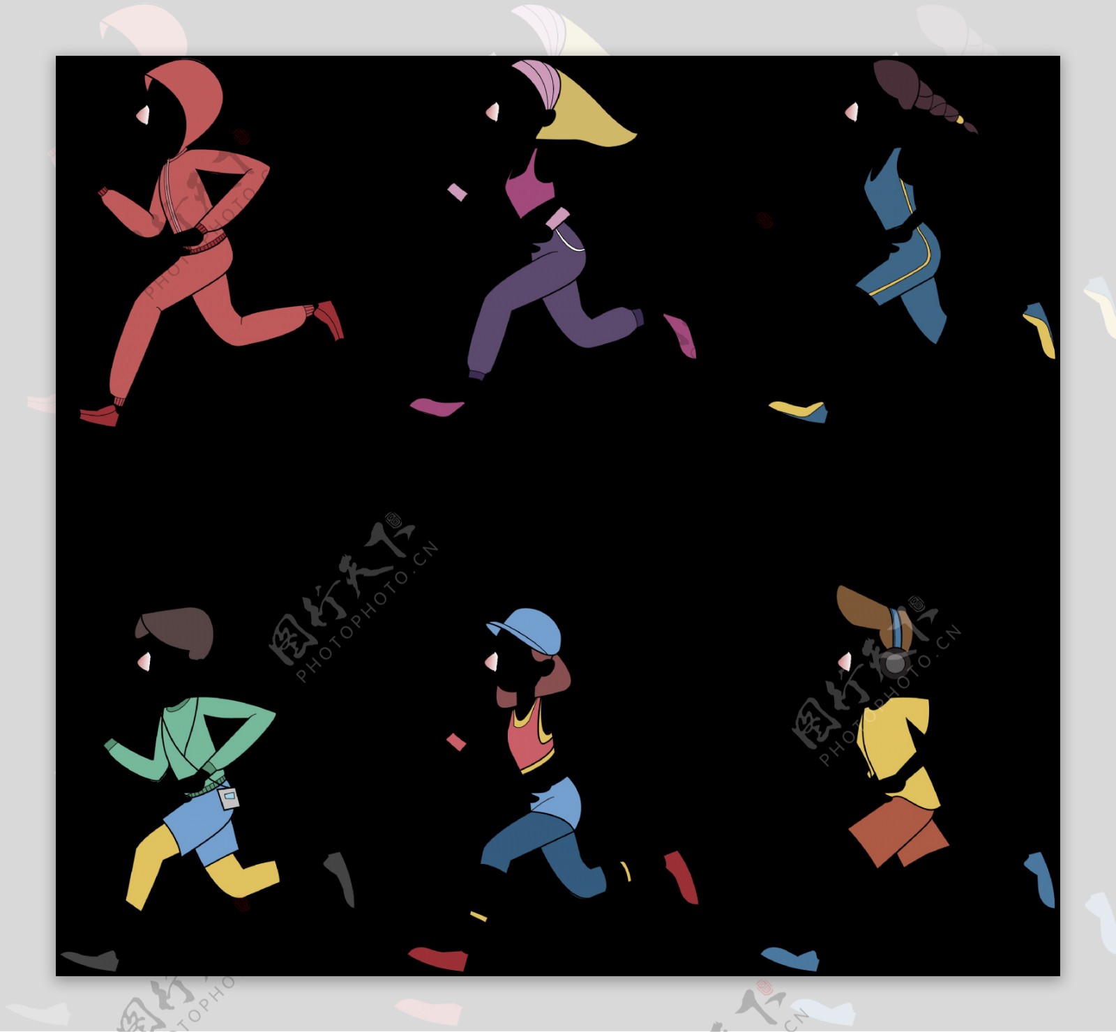 手绘跑步者插图免抠png透明图层素材