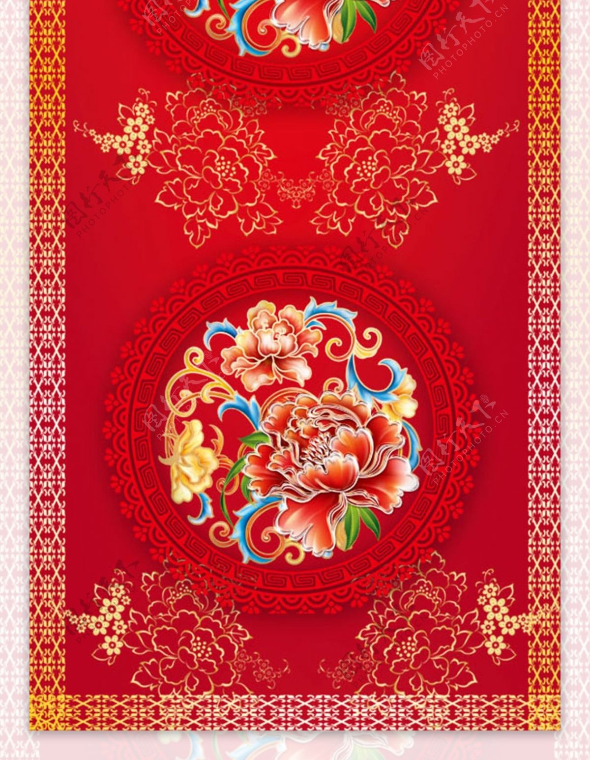 红色牡丹创意地毯