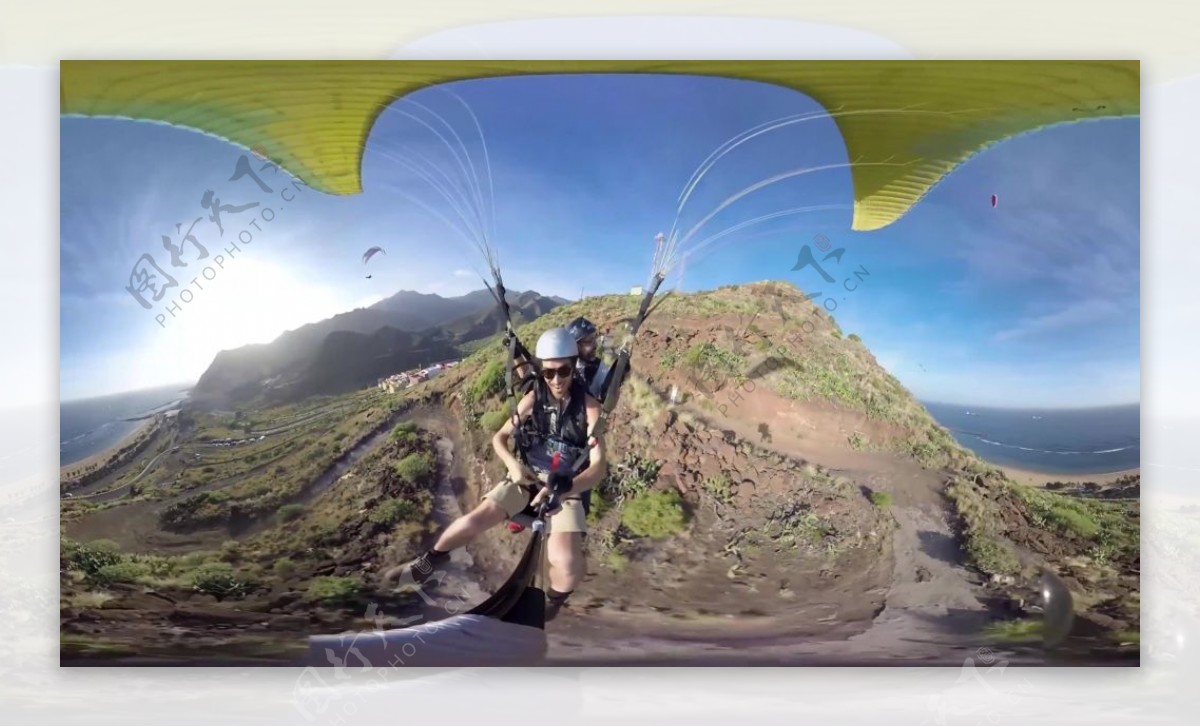 海边悬崖滑翔伞VR视频