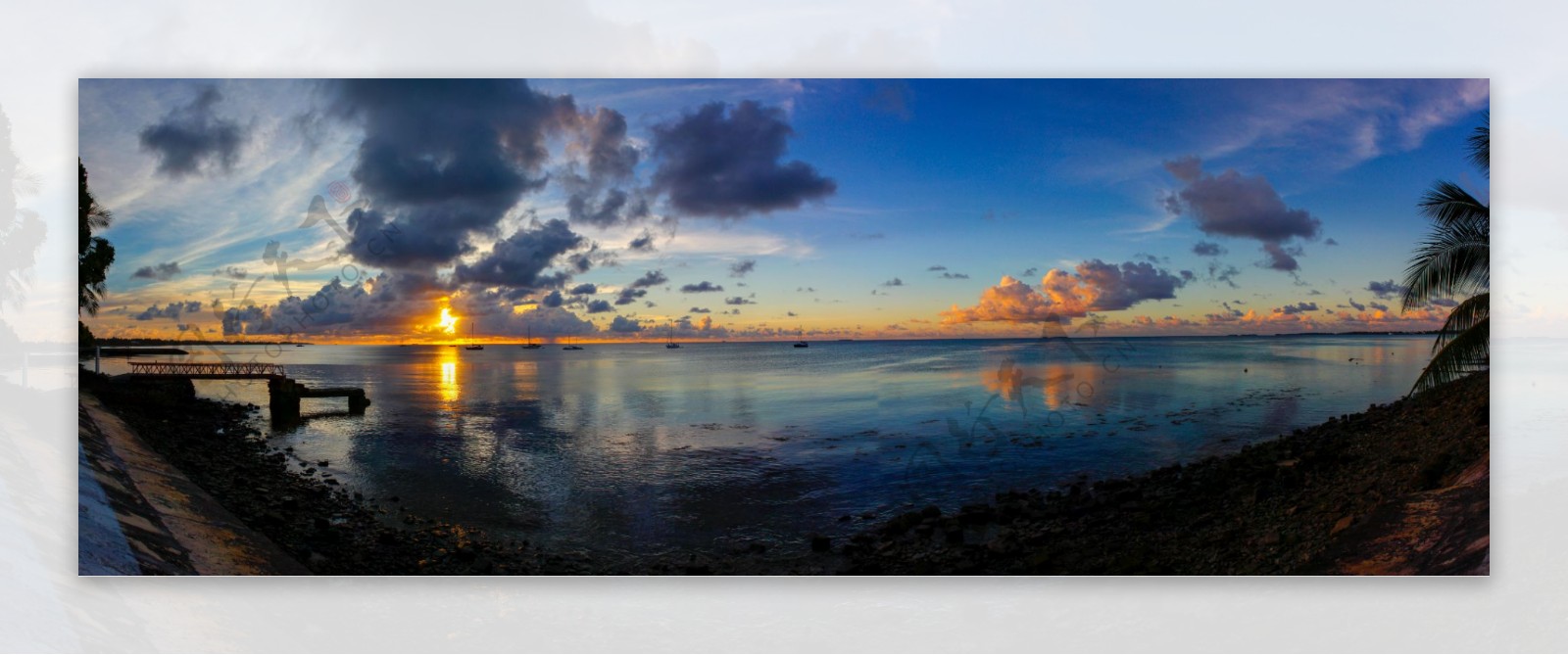 夕阳海面素材图片