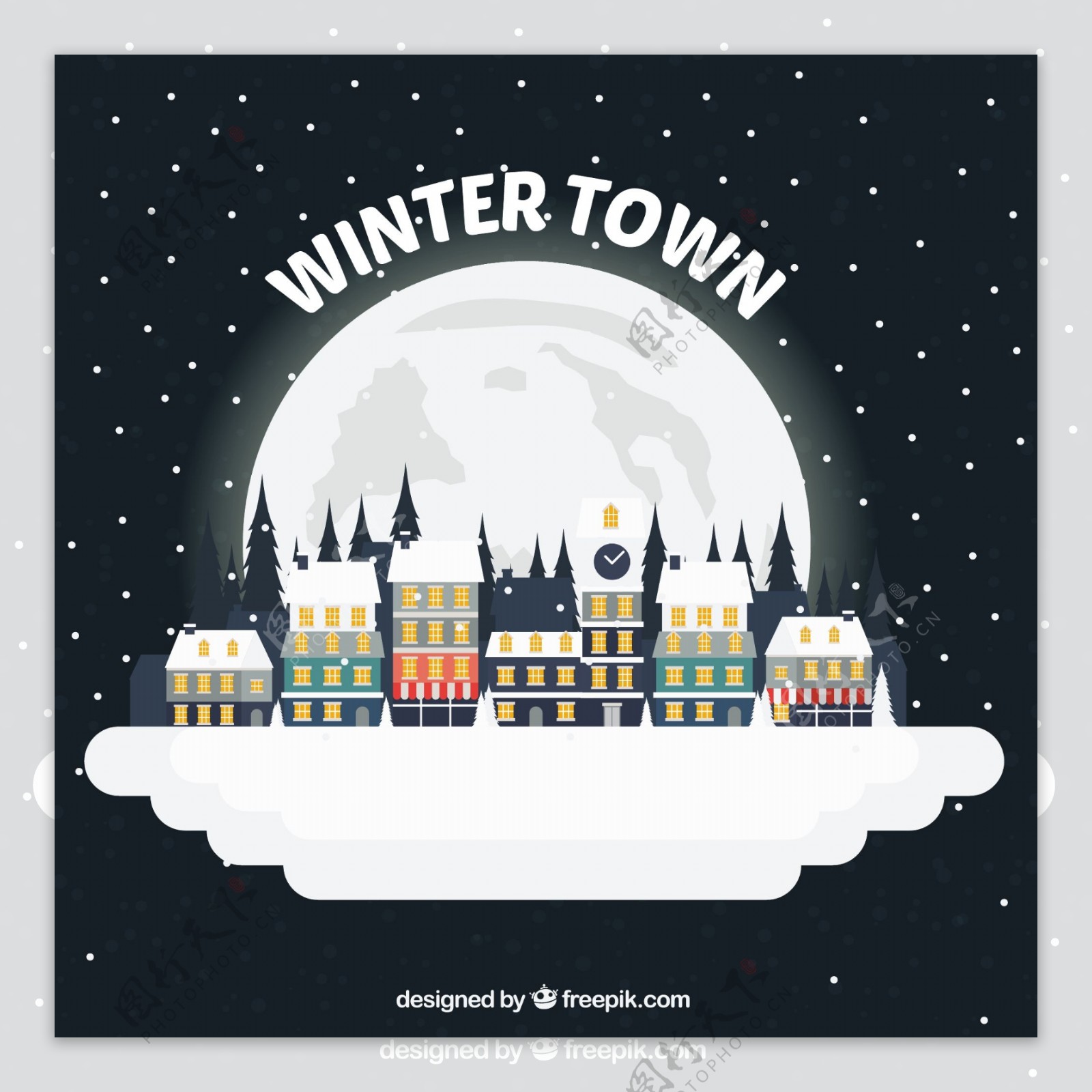 下雪的小镇的插图