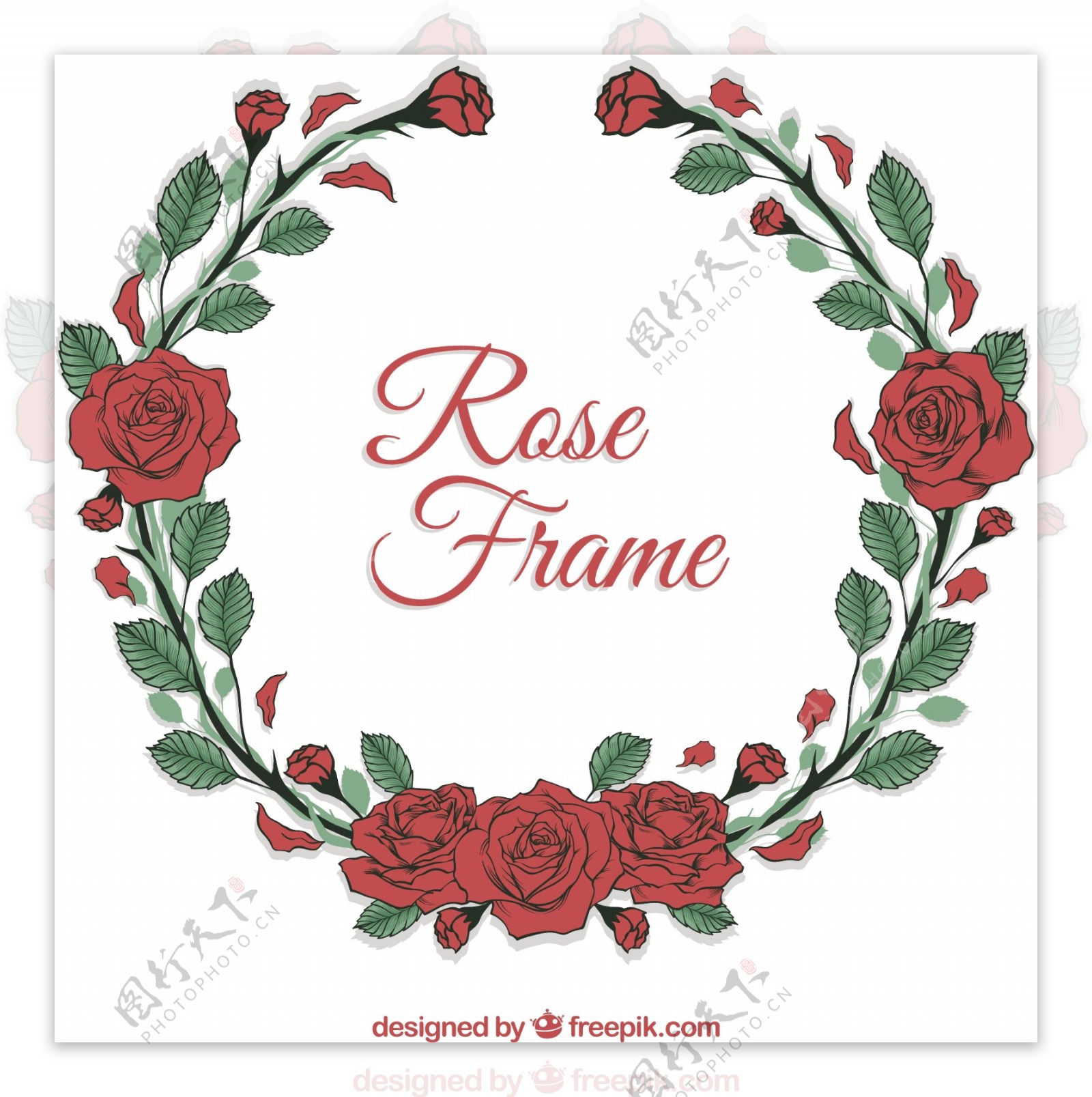 可爱的红玫瑰边框花边矢量素材