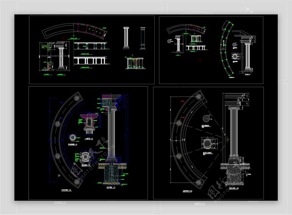 欧式廊柱大样图CAD图纸