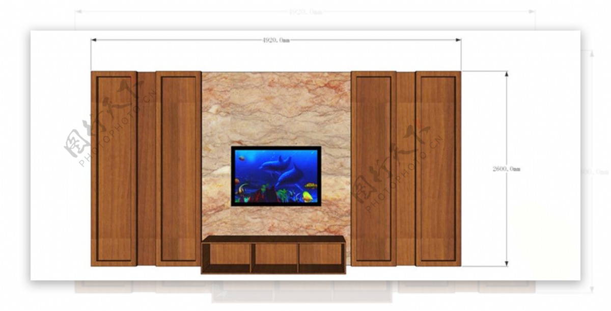 木质简朴电视背景墙skp模型