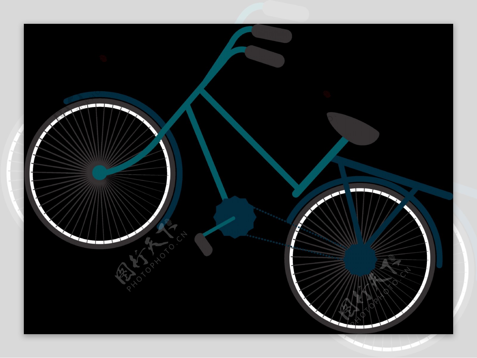 手绘单车自行车插画免抠png透明图层素材