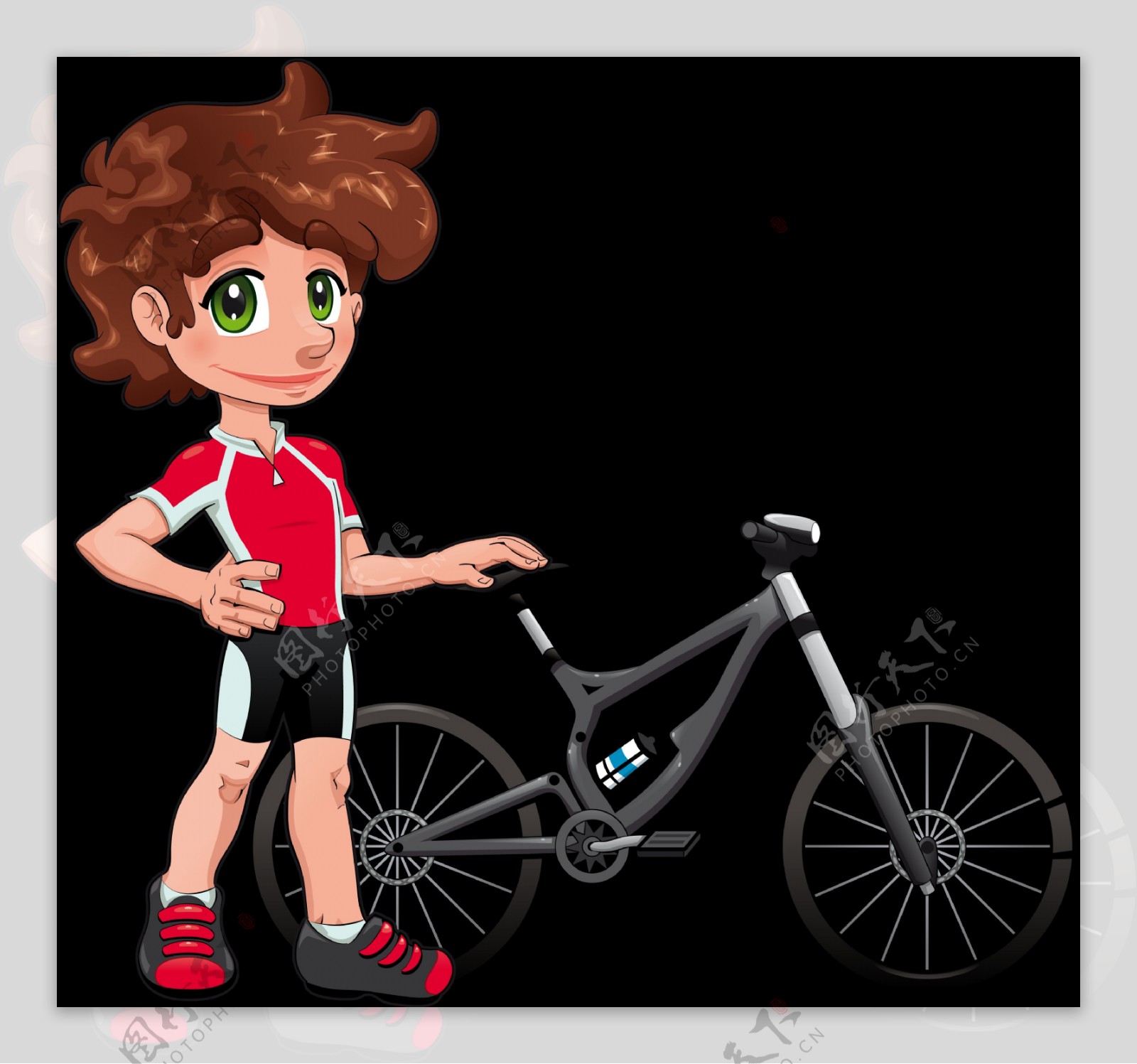 小孩单车自行车插画免抠png透明图层素材