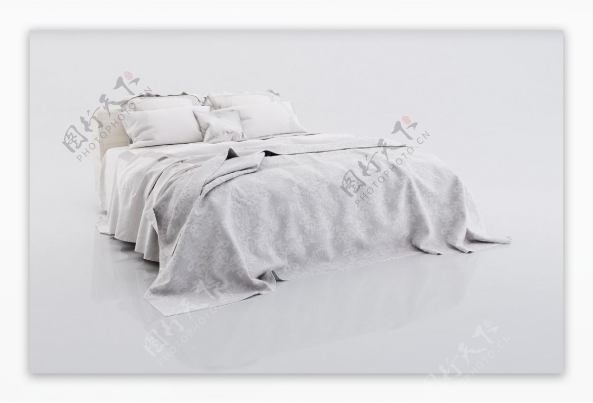 白色床模型