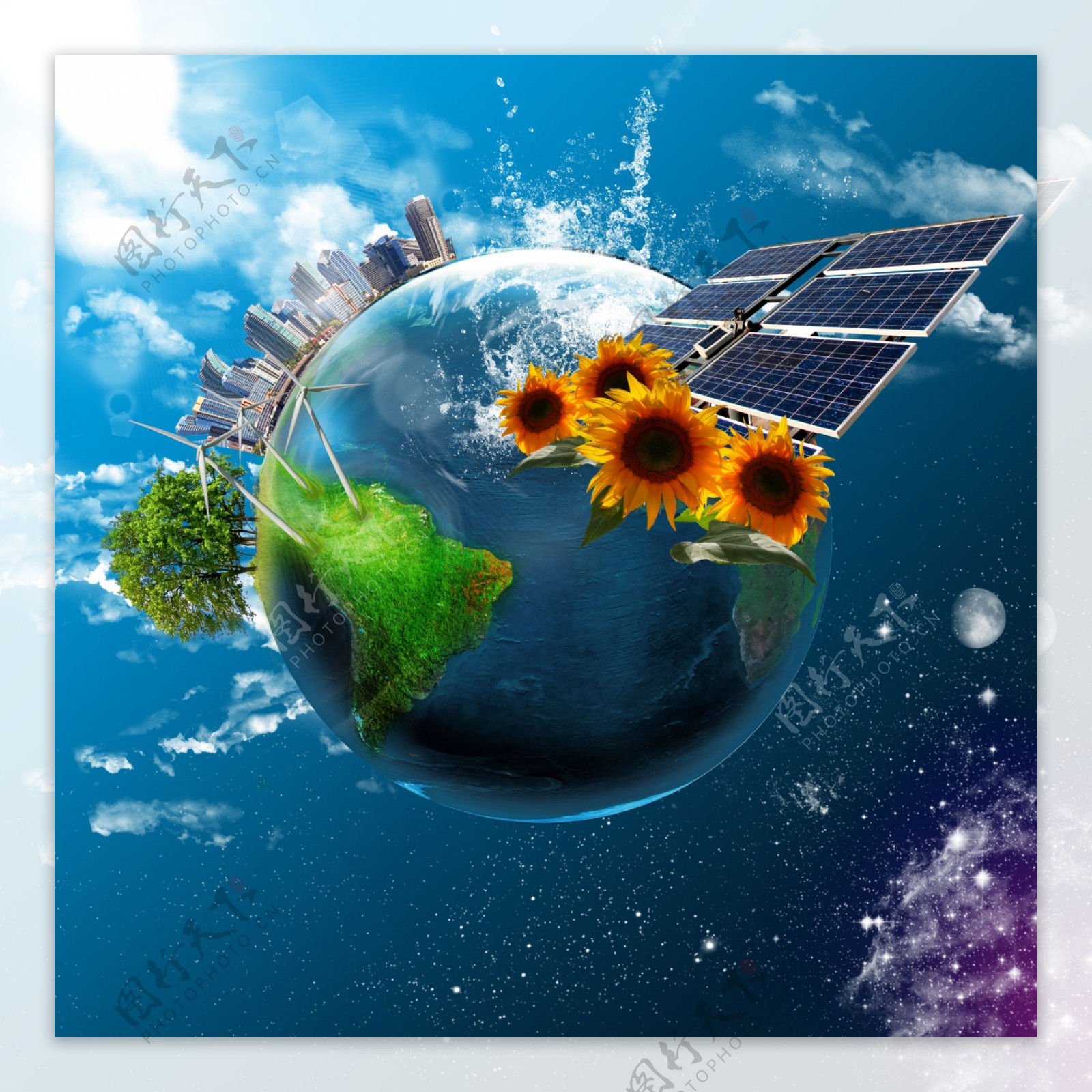 地球与太阳能图片