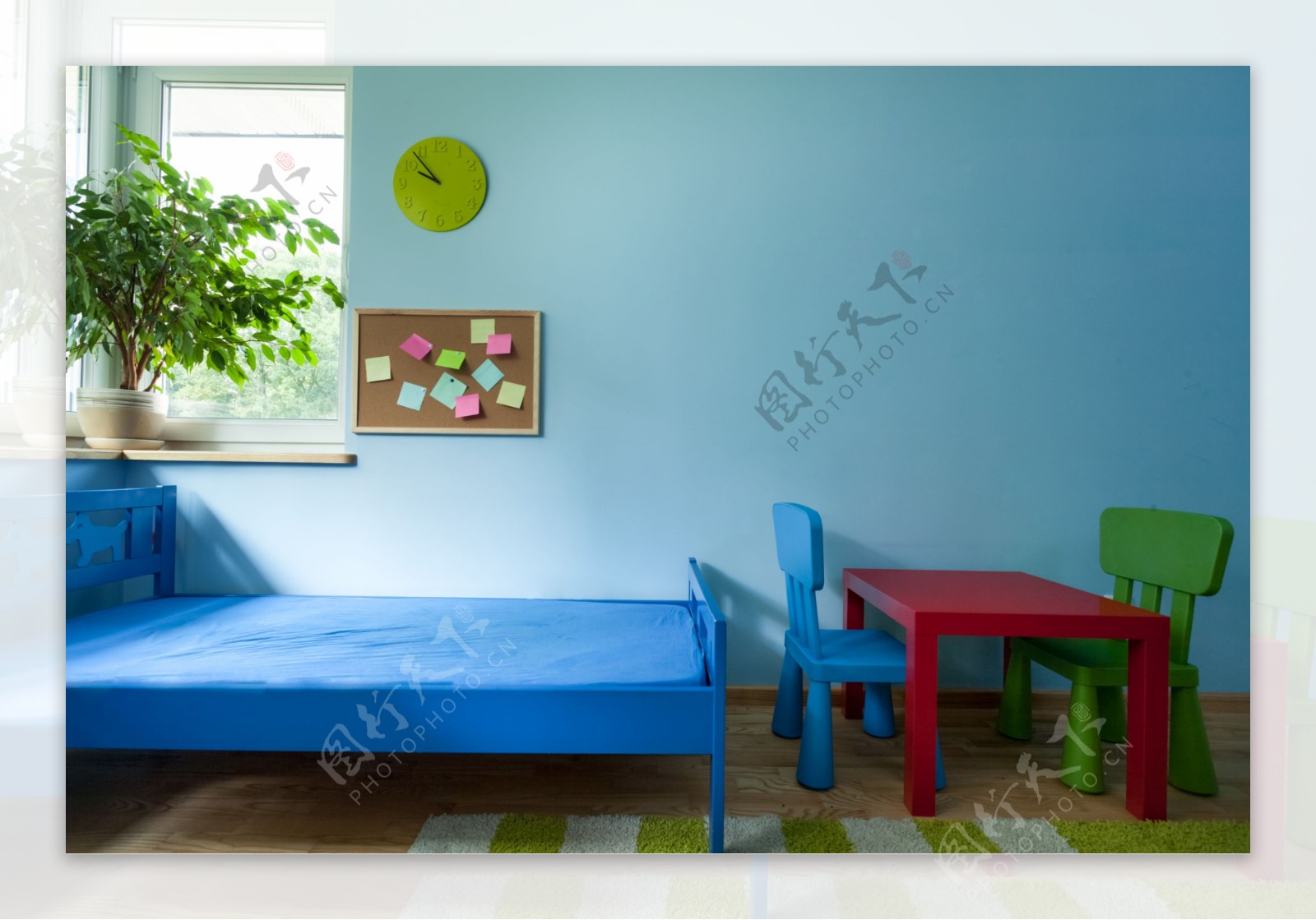蓝色儿童房效果图图片