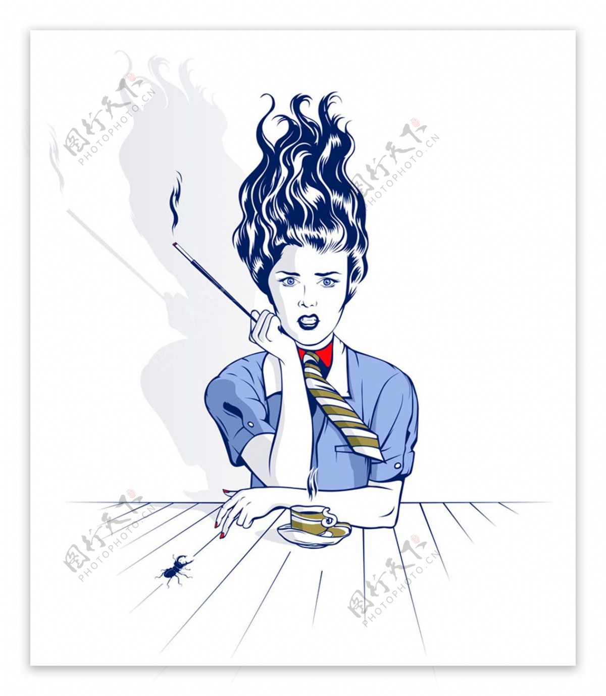抽烟的女人|插画|商业插画|蒲公英的头发 - 原创作品 - 站酷 (ZCOOL)