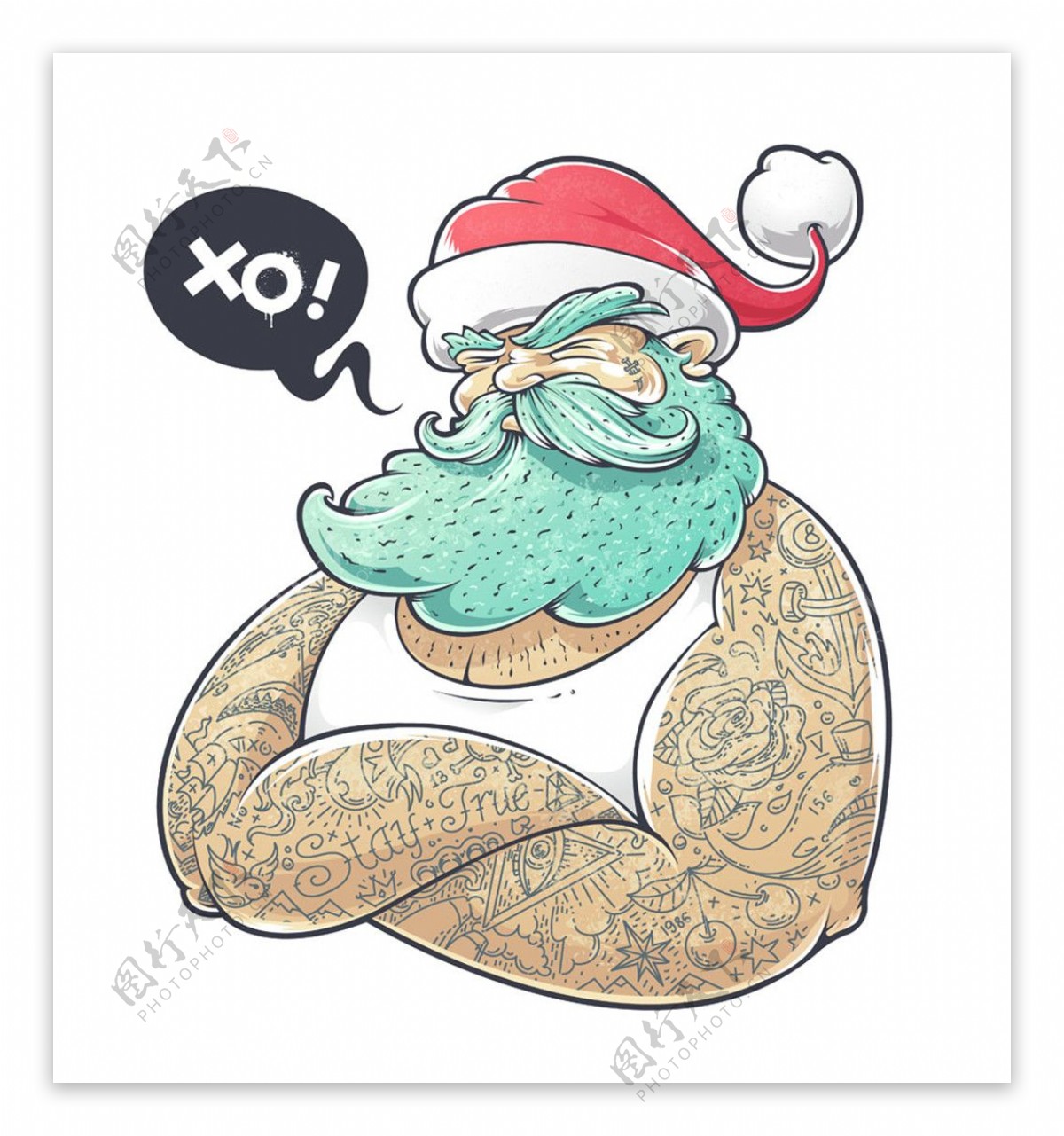 纹身的圣诞老人图片