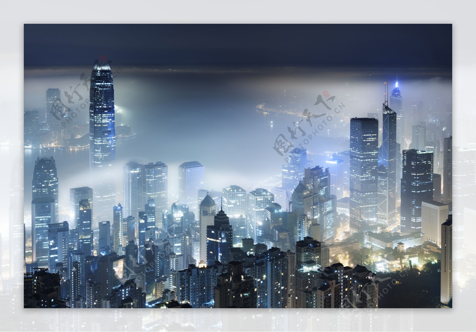 梦幻香港夜景鸟瞰图片